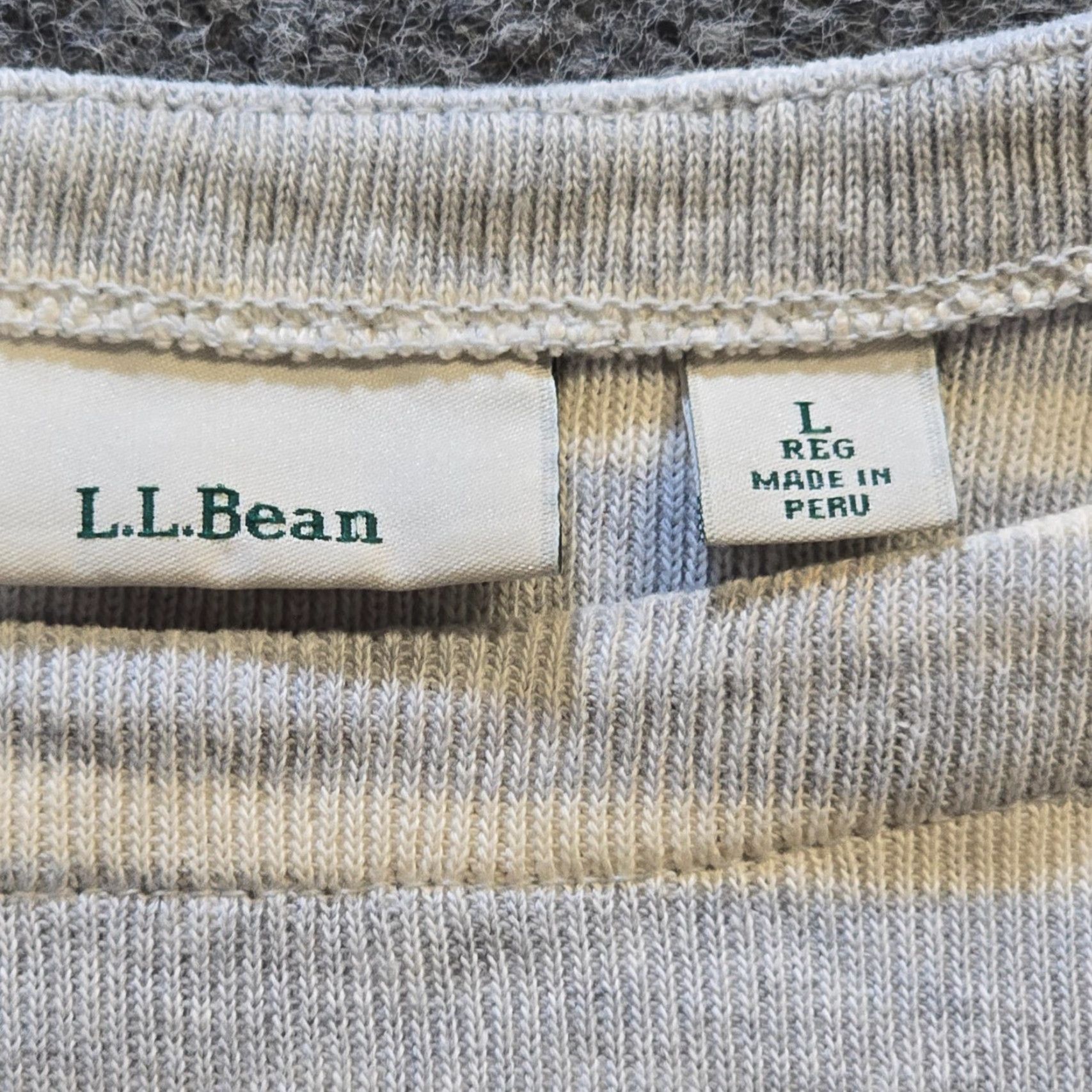 Vintage **LL Bean Gray Women's Large Striped Pullover Boat Neck Sweatshirt** User: LL Bean Gray Women's Large Striped Pullover Boat Neck Sweater Size L / US 10 / IT 46 - 3 Thumbnail