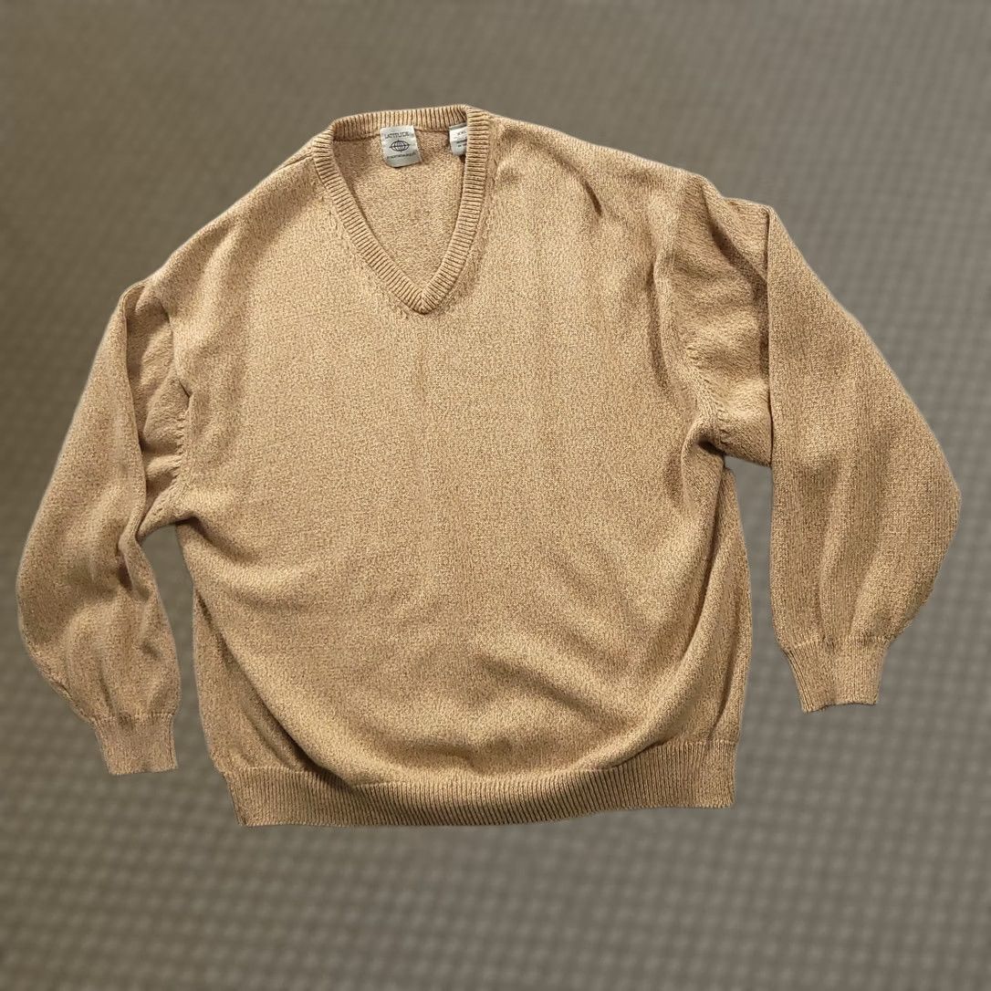 Vintage Northern Isles Sweater Mens 2XL Beige V-Neck 100% Cotton Pullover Knit Shirt Size US XXL / EU 58 / 5 - 1 Thumbnail