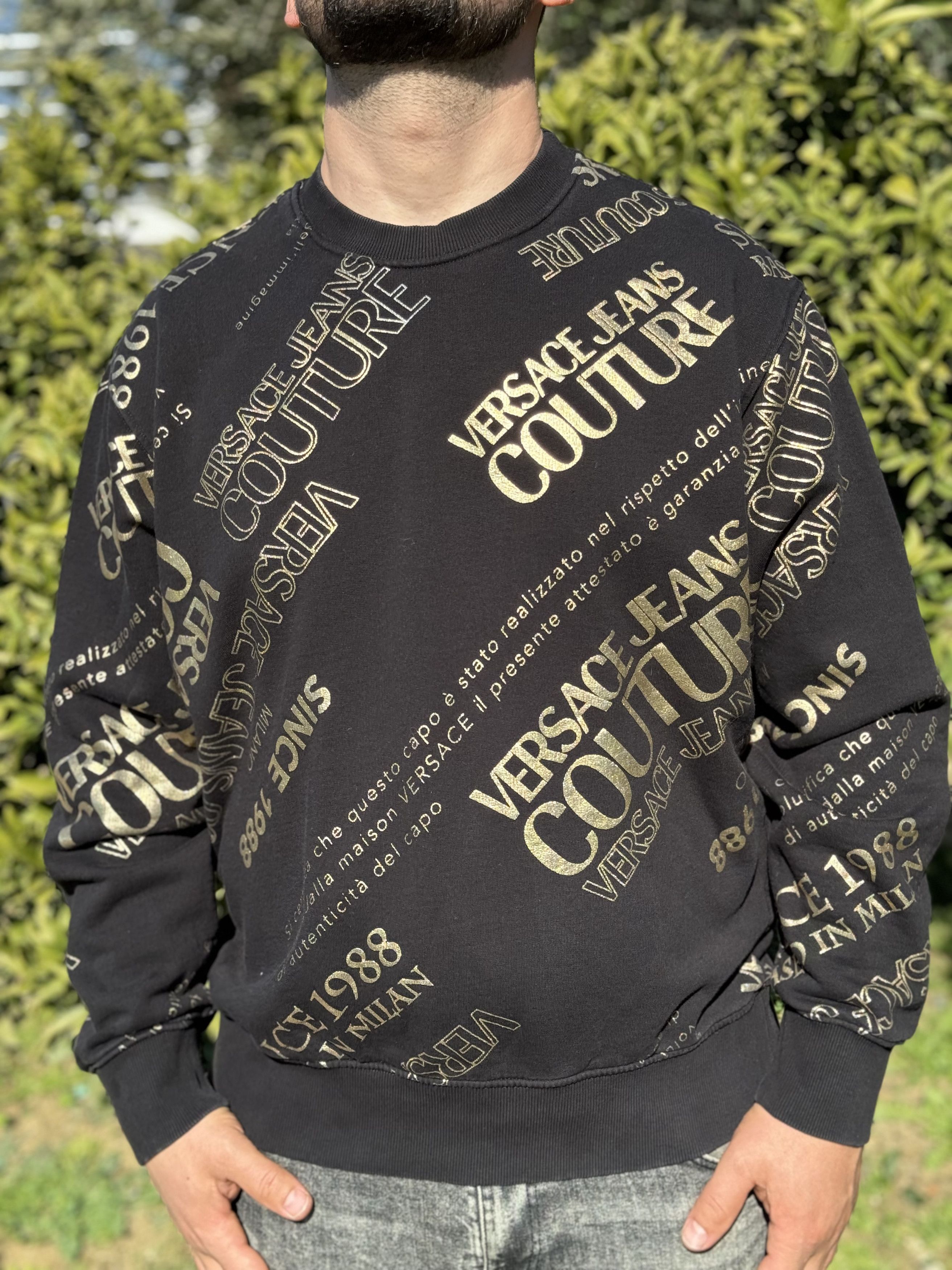 image of Versace Jeans Couture Pullover Crew Neck Size 2Xl 56 in Black, Men's