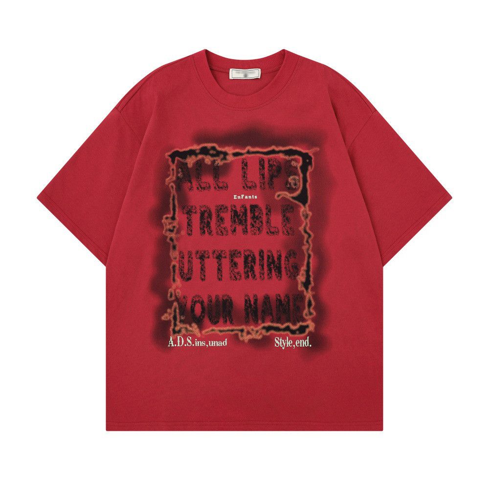 Japanese Brand Men's Hip-Hop Loose-Fit Letter-Print Pure Cotton T-Shirt Size US M / EU 48-50 / 2 - 1 Thumbnail