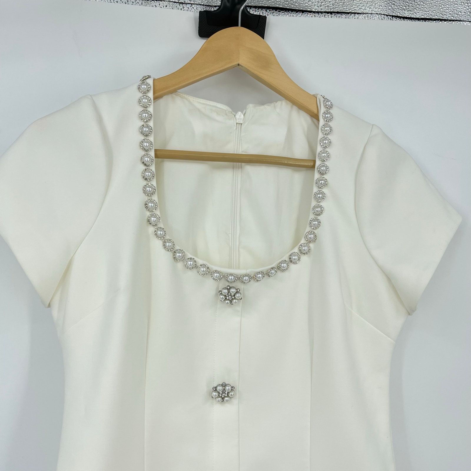 LIKELY LIKELY | Sergio Dress White Crystal Pearl Embellished Mini 6 Size M / US 6-8 / IT 42-44 - 5 Thumbnail