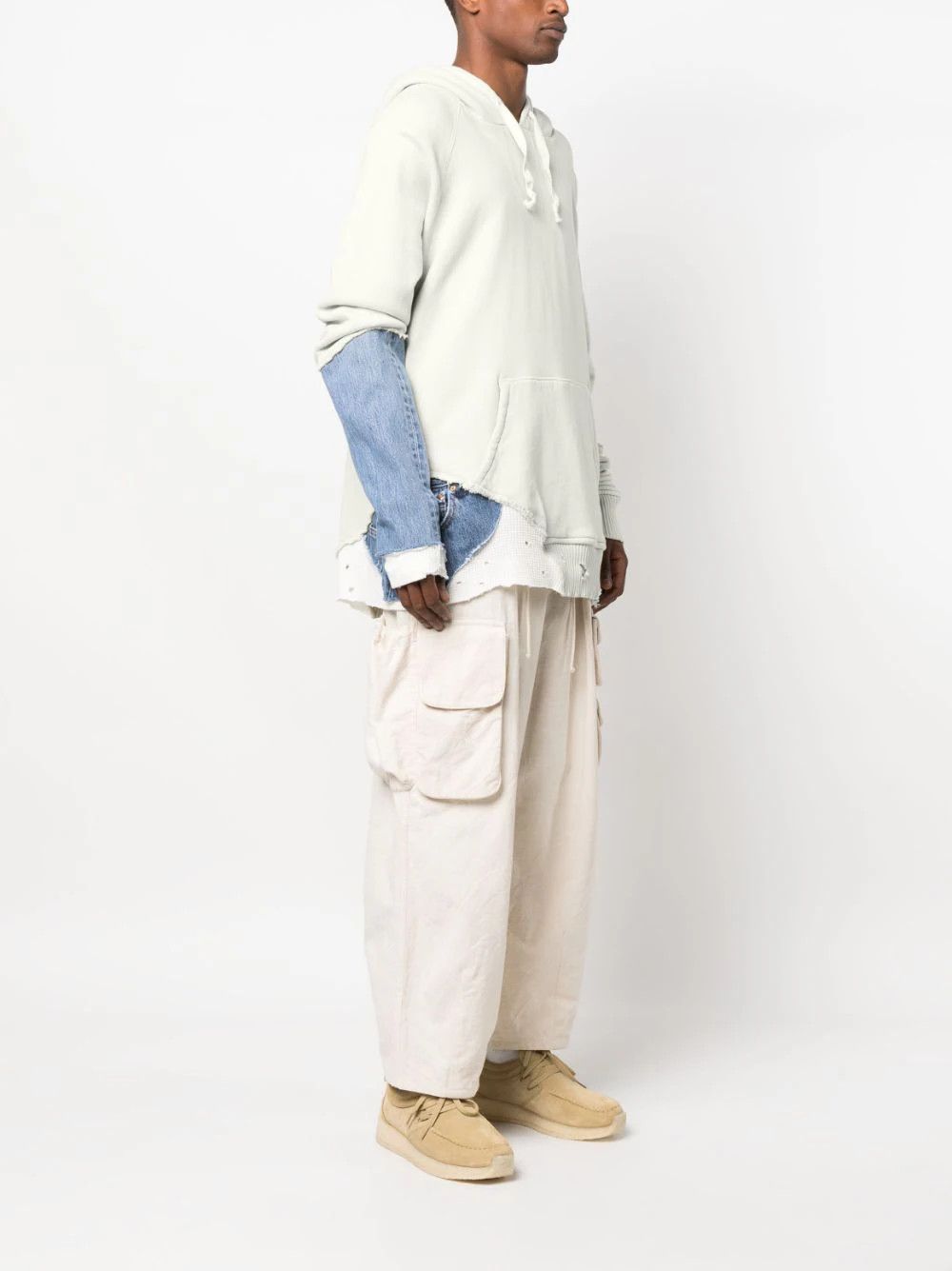 Greg Lauren $1250 NWT White/Denim Fragment Hoodie Large (Size 3) Size US L / EU 52-54 / 3 - 7 Thumbnail