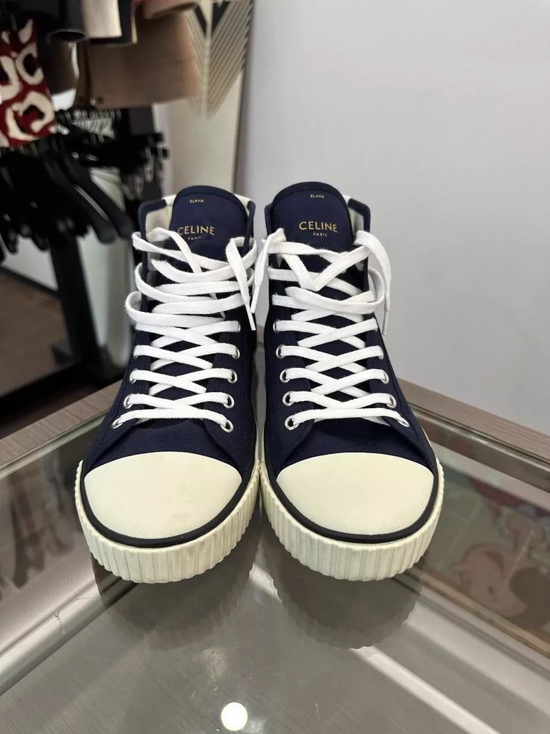Celine Celine Navy Canvas High Top Sneakers Size US 7.5 / EU 40-41 - 2 Thumbnail