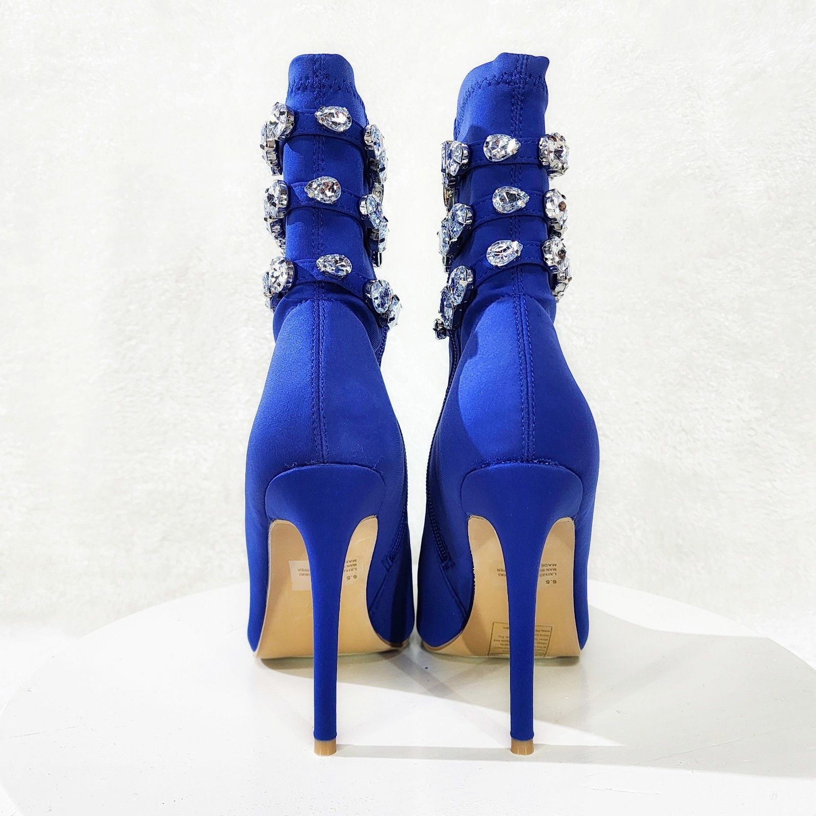 Other Allure Sexy Stiletto High Heels Blue Stretch Ankle Boot Chel Size US 10 / IT 40 - 4 Thumbnail