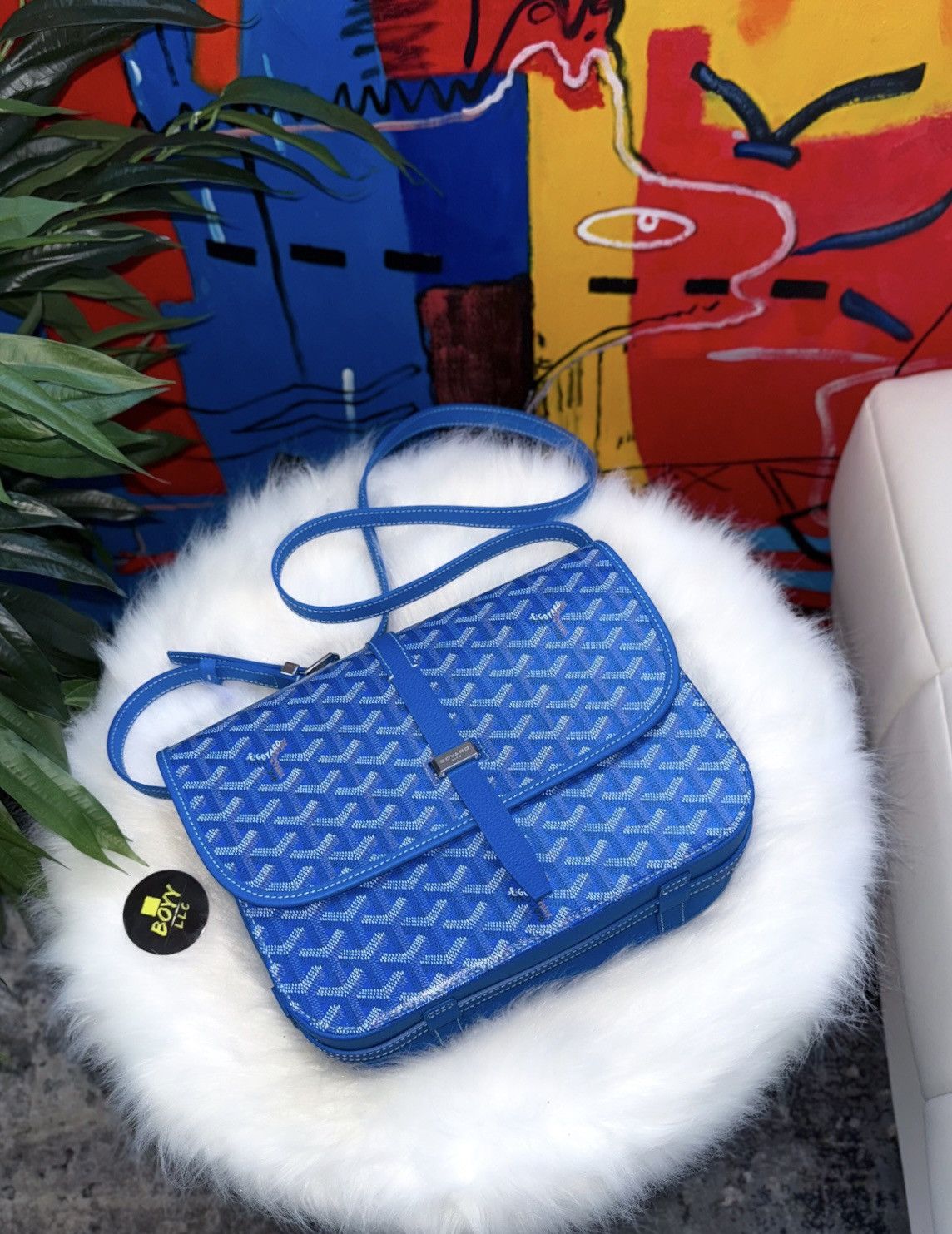 Goyard Belvedere Mm Messenger Bag in Royal Blue, Men's