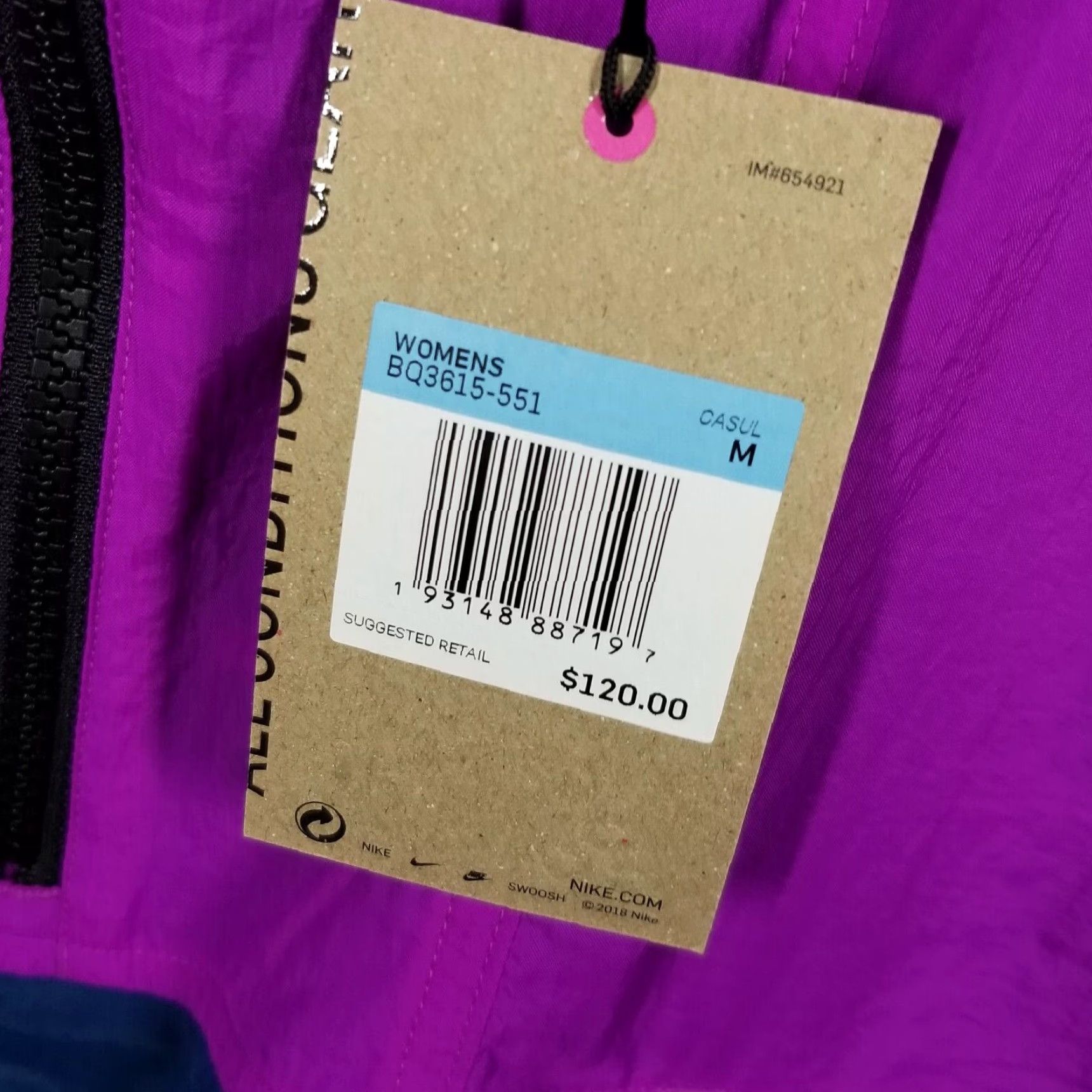 Nike ACG VINTAGE Nike Womens M ACG NRG Packable Anorak Jacket BQ3615-551 Vivid Purple/blue Force Size M / US 6-8 / IT 42-44 - 3 Thumbnail