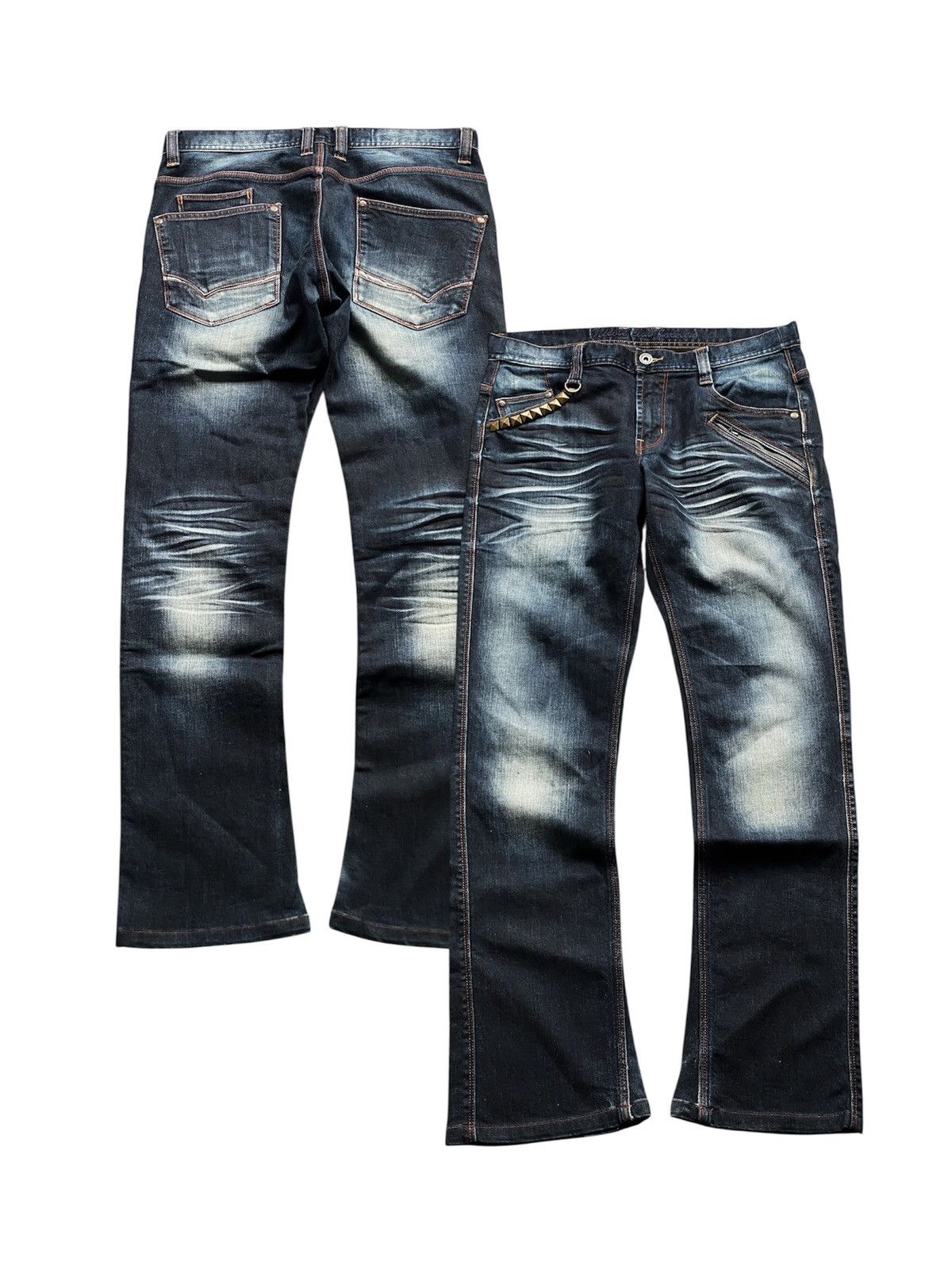 Japanese Brand STUDDED NICOLE CLUB FOR MEN INDIGO WHISKER BOOTCUT Size US 32 / EU 48 - 16 Thumbnail