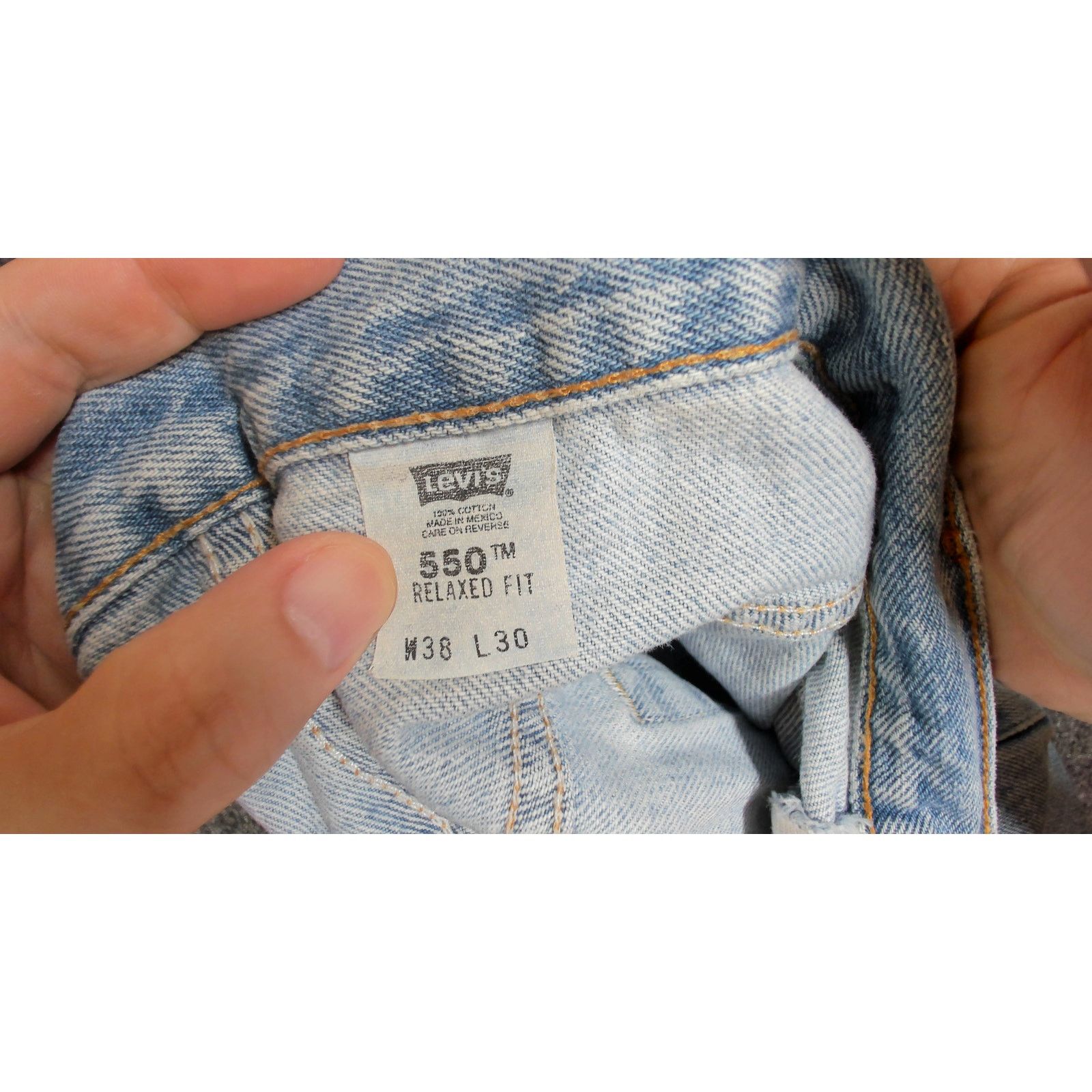 Levi's 2001 Levis 550 Light Wash Thrashed Baggy Jeans 38x30 Size US 38 / EU 54 - 11 Thumbnail