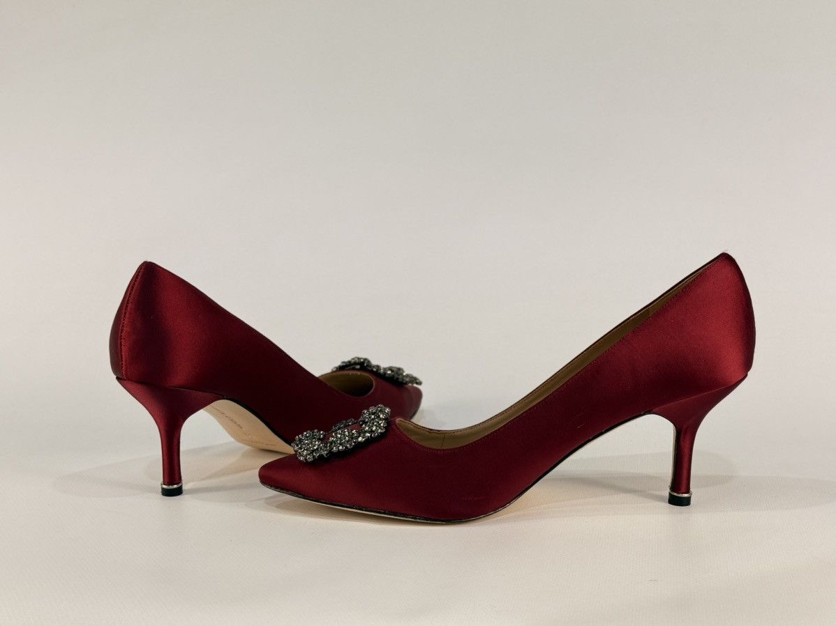 Manolo Blahnik Manolo Blahnik Hangisi 70 Burgundy Satin Pumps Size 39 Size US 9 / IT 39 - 9 Thumbnail
