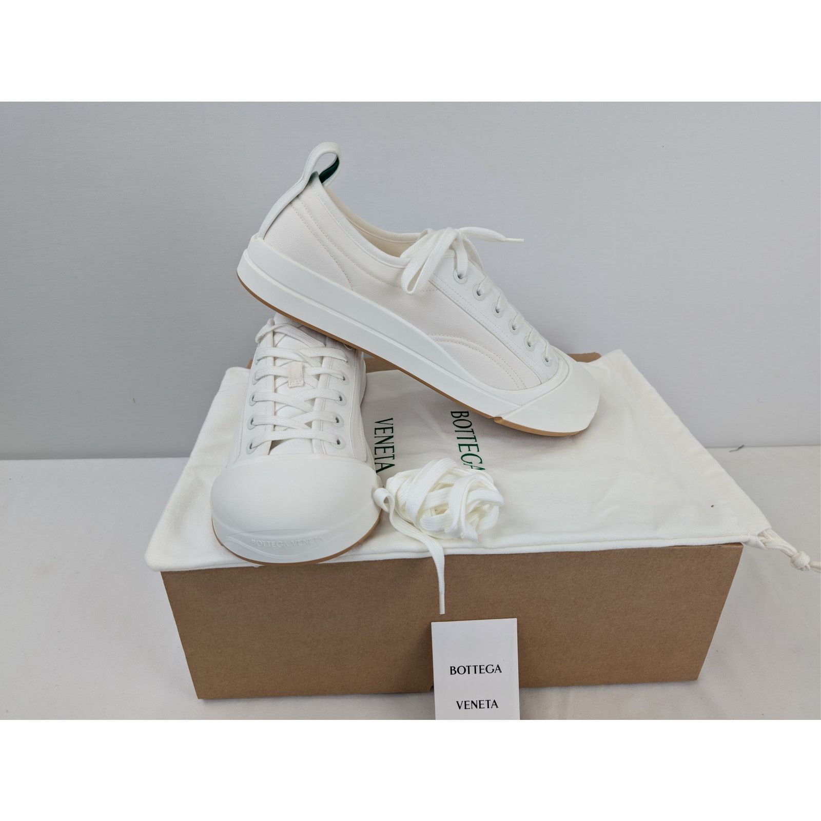 Bottega Veneta o1rshd1 Canvas Vulcan Low top Sneaker in Optic White Size US 12 / EU 45 - 16 Thumbnail