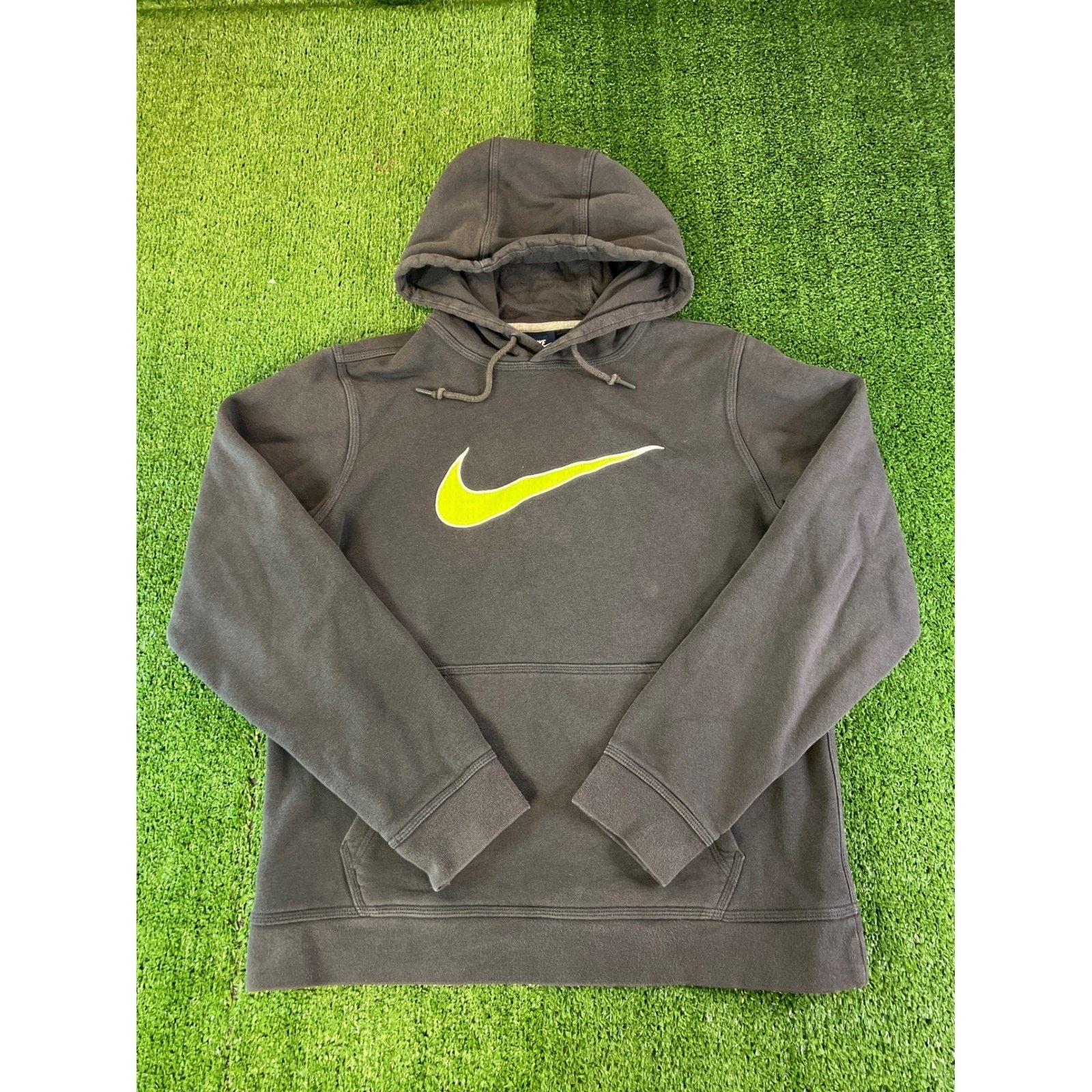 Nike Nike Mens Hoodie Charcoal Gray Neon Swoosh Sweatshirt MD Size US M / EU 48-50 / 2 - 1 Thumbnail