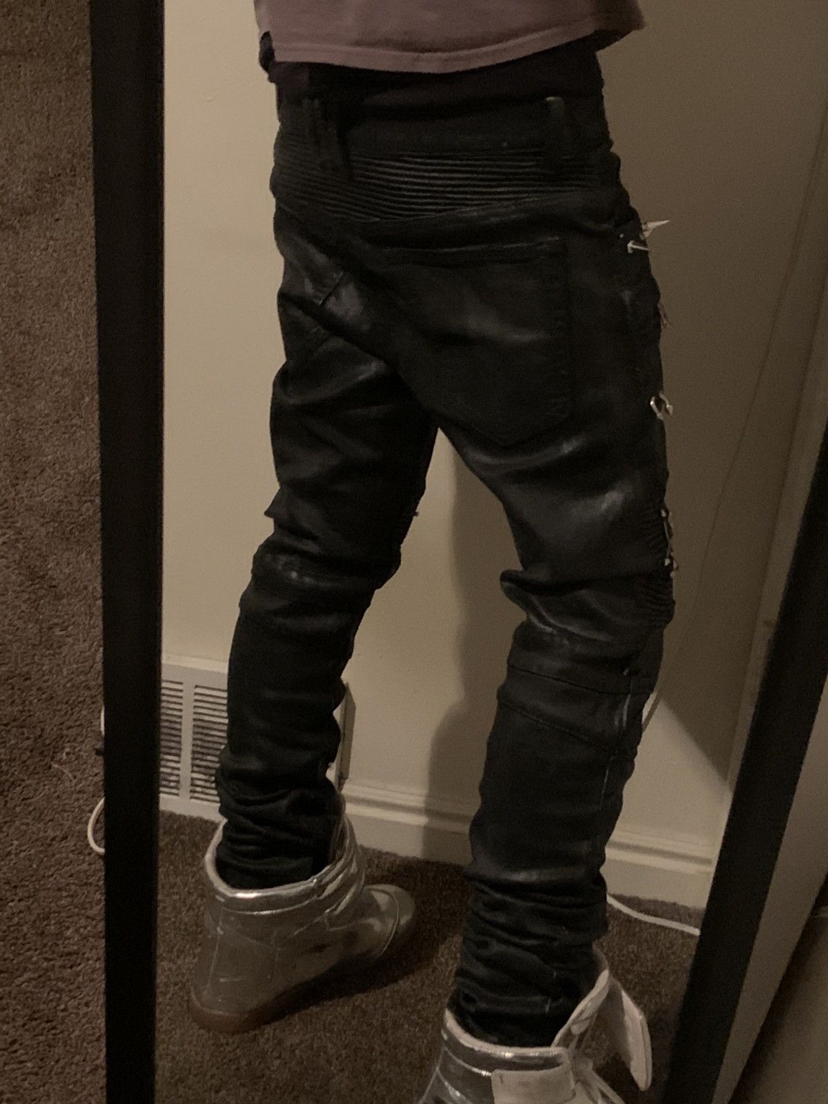 Balmain Balmain Like Biker Jeans Waxed Pierced Spiked Fashion Punk Size US 30 / EU 46 - 25 Thumbnail