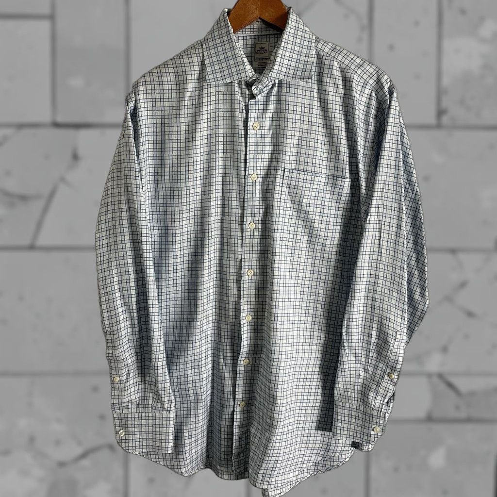 Peter Millar Peter Millar Plaid Blue Long Sleeve Button-Down Dress Shirt Mens Size 16.5 Size 46R - 1 Thumbnail