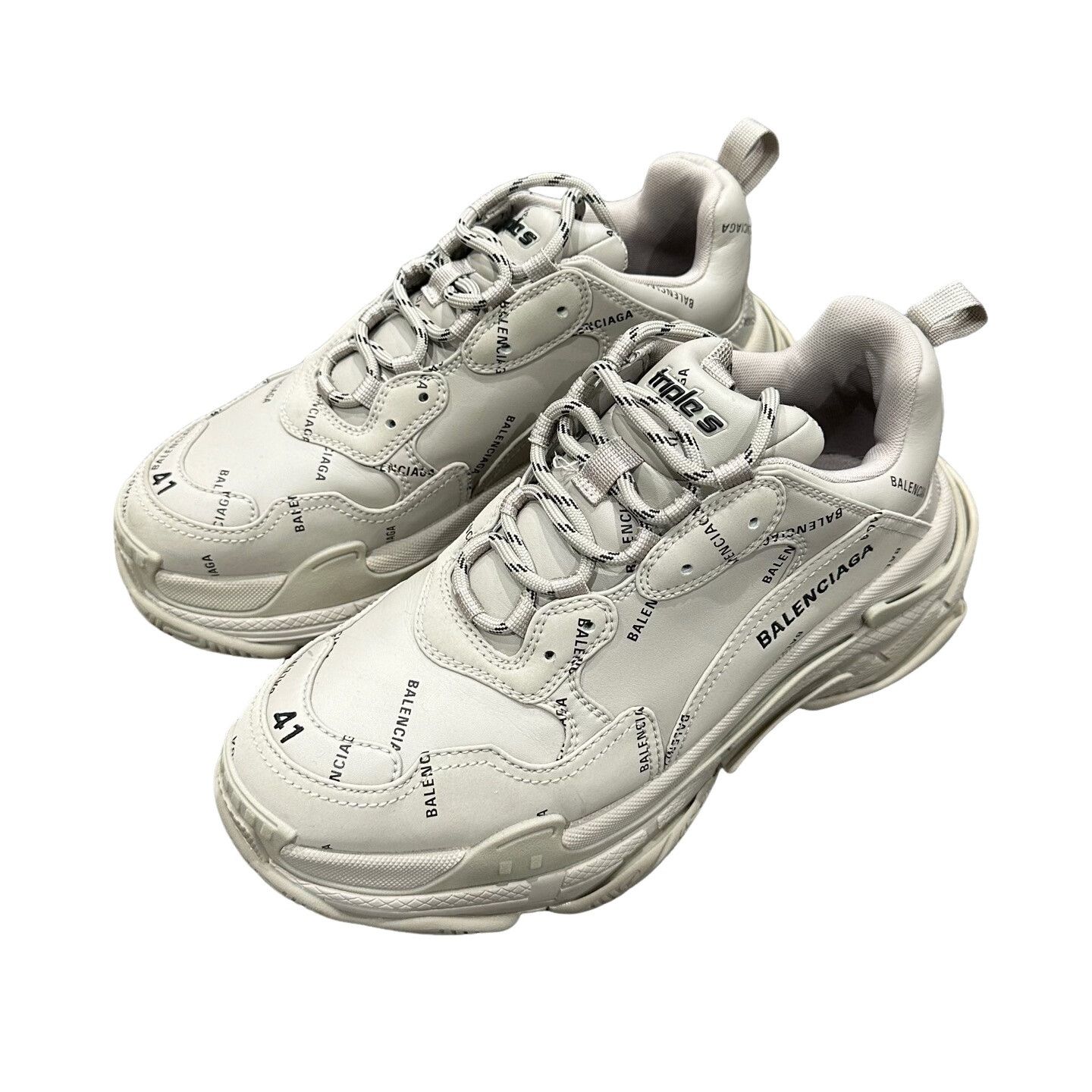 Balenciaga Balenciaga Allover Logo Triple S Sneakers 41 Size US 8 / EU 41 - 1 Thumbnail