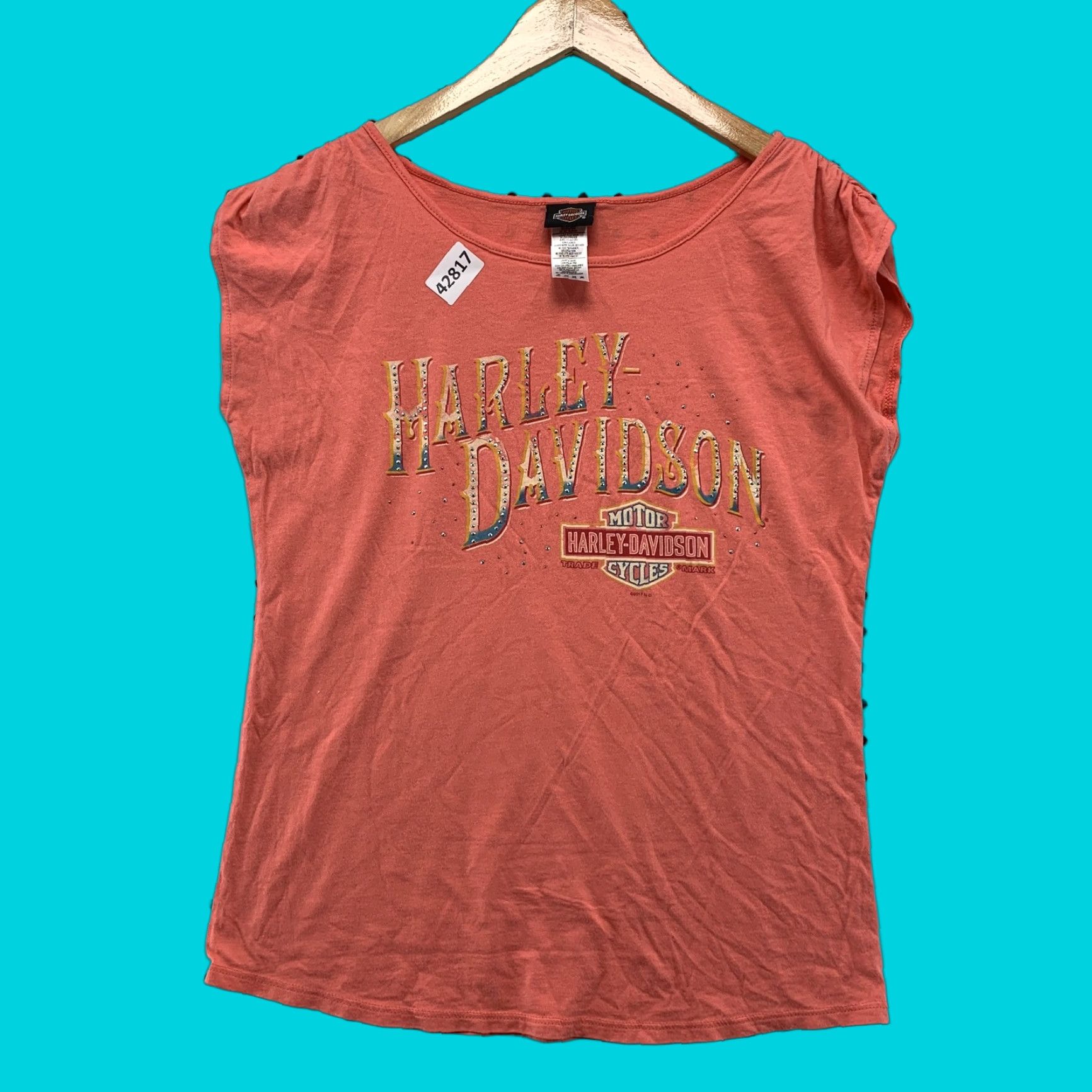 Harley Davidson Harley-Davidson Women's Coral T-Shirt Medium Made in USA Solid Crew Neck Casual Spring Summer Mens Size M / US 6-8 / IT 42-44 - 1 Thumbnail