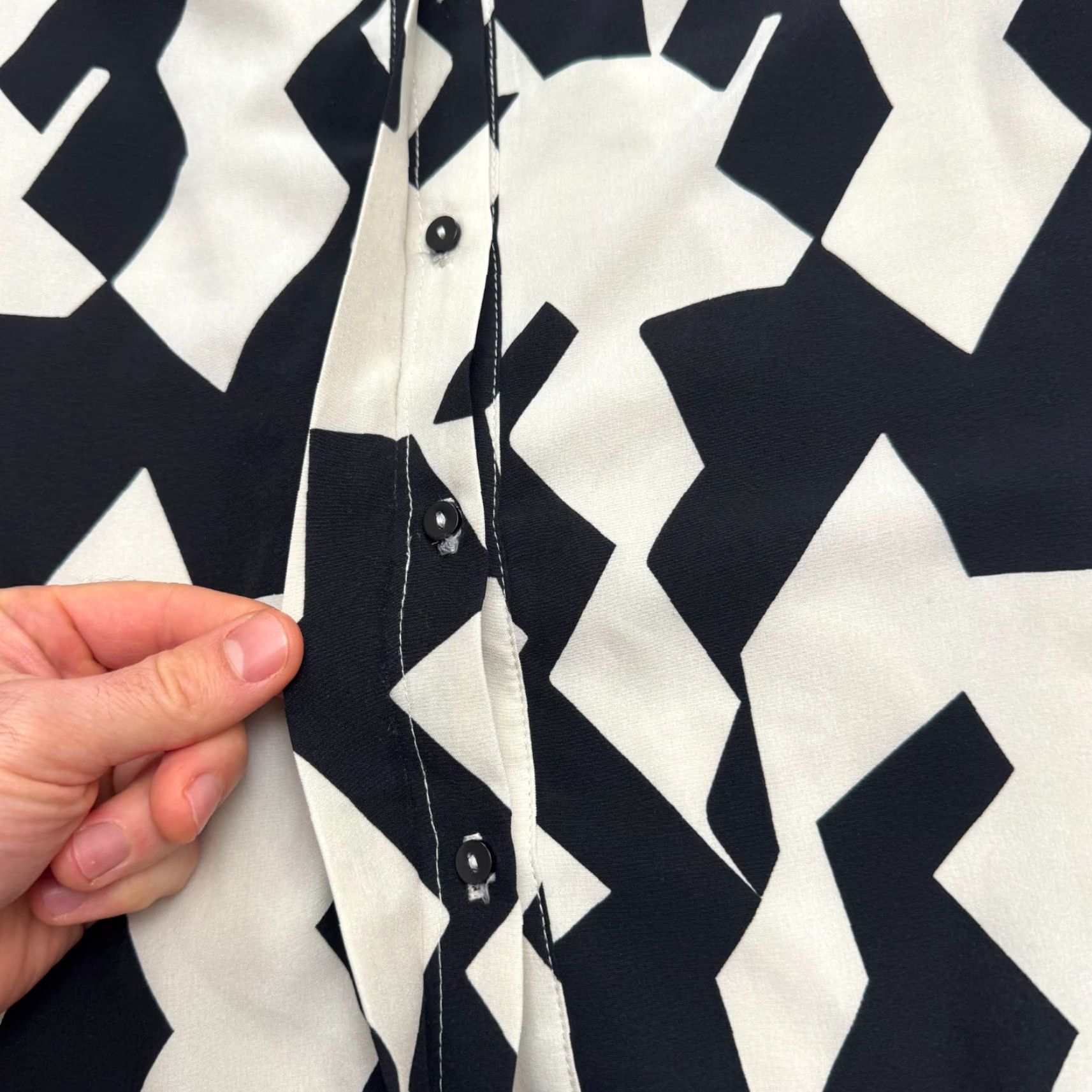 Vintage Current San Francisco Shirt Dress Geometric Midi Womens Small Black White Padded Size S / US 4 / IT 40 - 3 Thumbnail