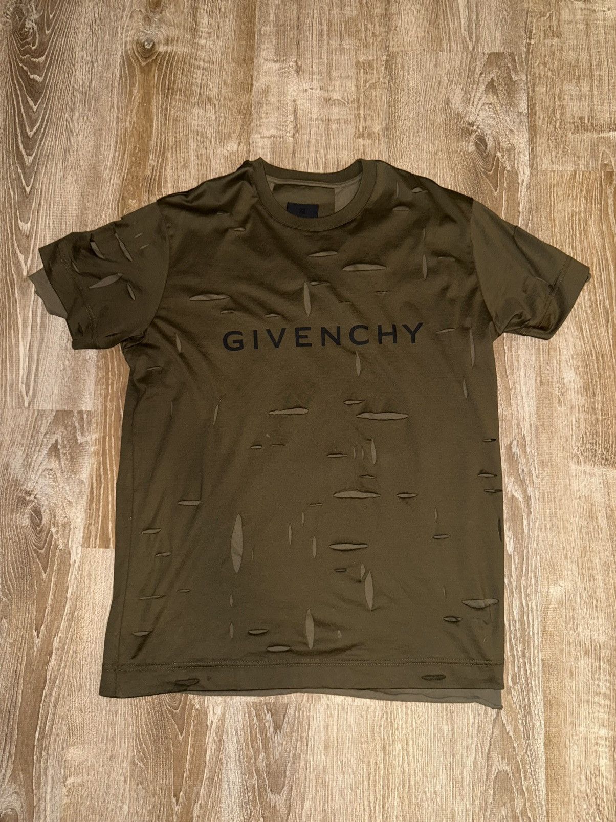 Givenchy Givenchy Khaki Destroyed Layered T-Shirt Size US S / EU 44-46 / 1 - 1 Thumbnail