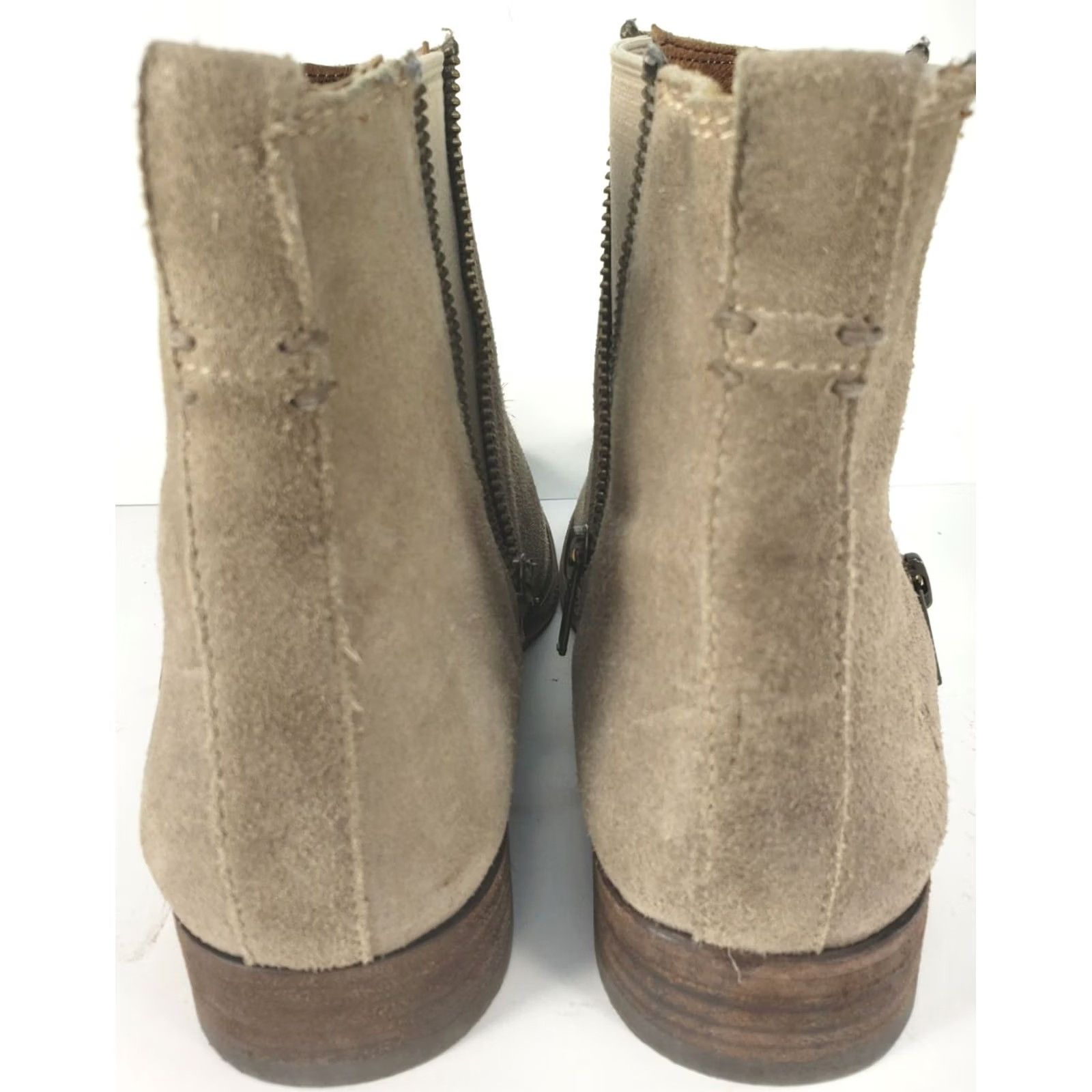 Frye Frye Carly Ankle Boots TAUPE GREY BEIGE Beige Leather 9.5M Zip Boots Womens Car Theme Low Heel/Booties Size US 10 / IT 40 - 7 Thumbnail