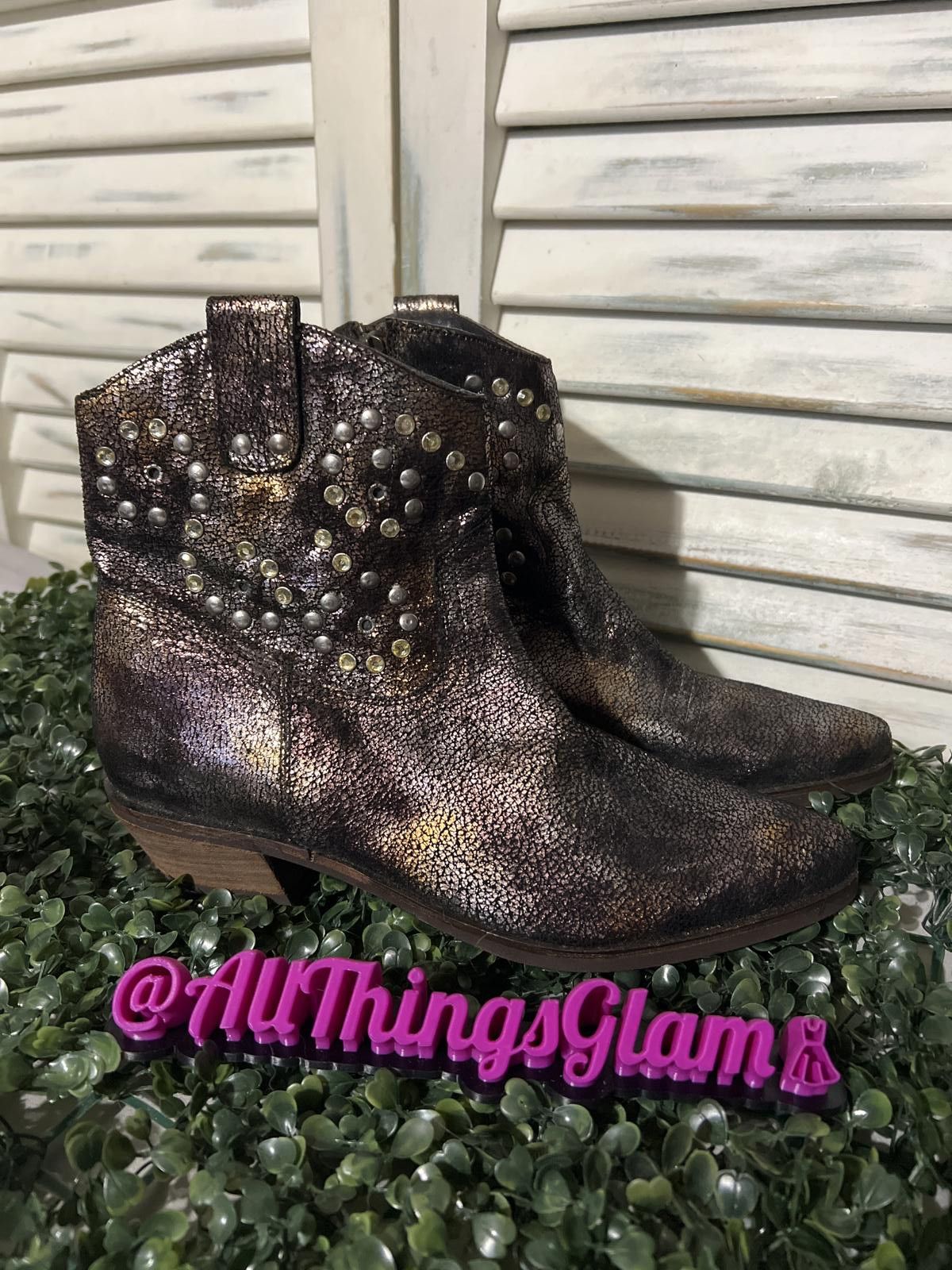 Other J. Renee Metallic Studded Rhonestone Western Ankle Boots 10 Size US 10 / IT 40 - 3 Thumbnail