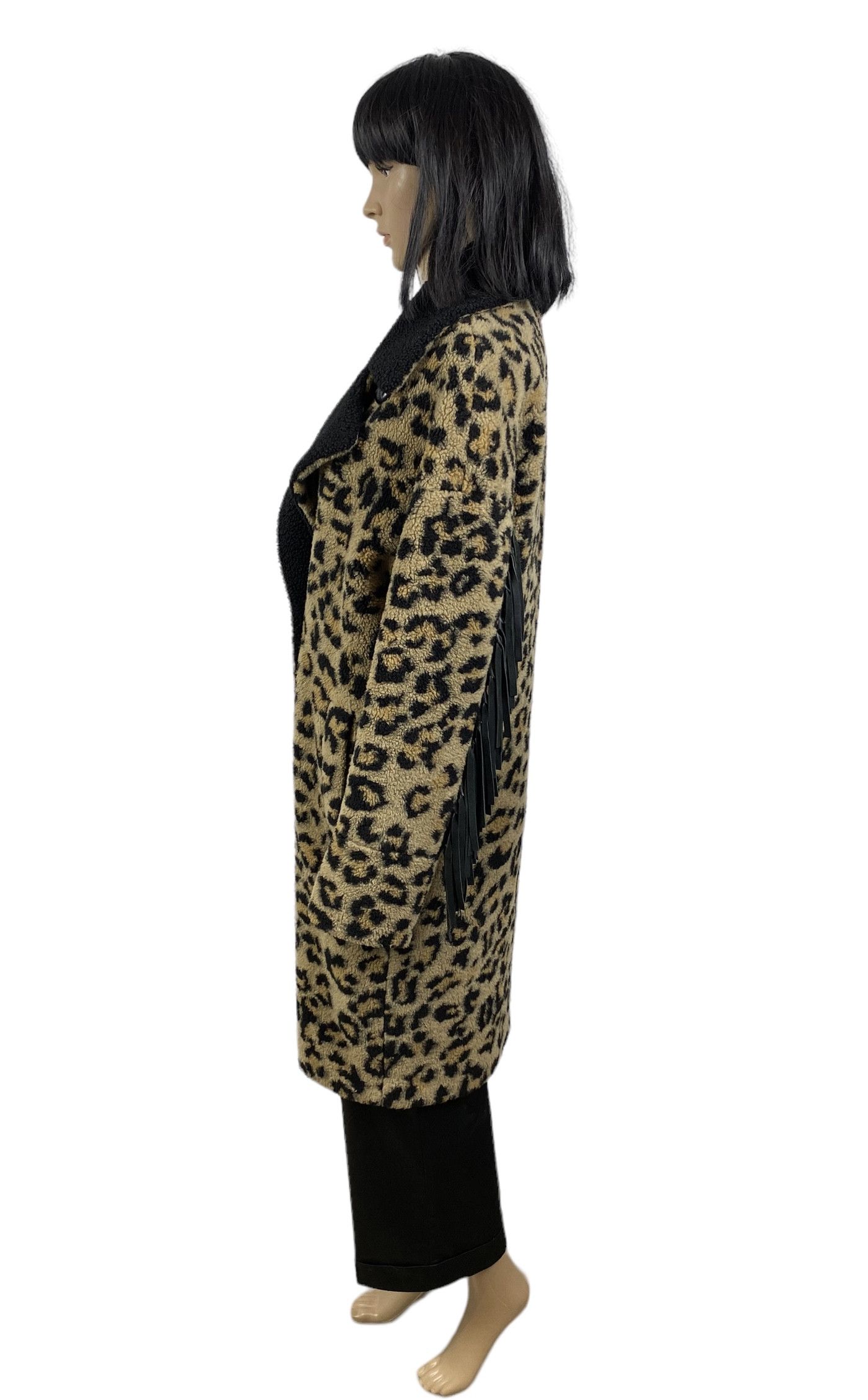 Designer Delcorso Luxury Leopard Printed Coat Leather Fringed size 42 Size M / US 6-8 / IT 42-44 - 6 Thumbnail
