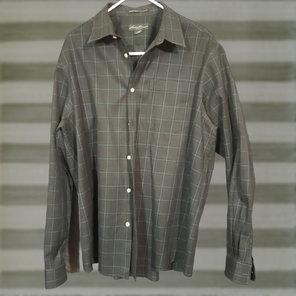 Eddie Bauer Eddie Bauer Shirt Men's 2XL Button-Up Classic Fit Wrinkle Free Plaid Gray Cotton Blend Button-Front Reusable 2XL Size US XXL / EU 58 / 5 - 1 Thumbnail