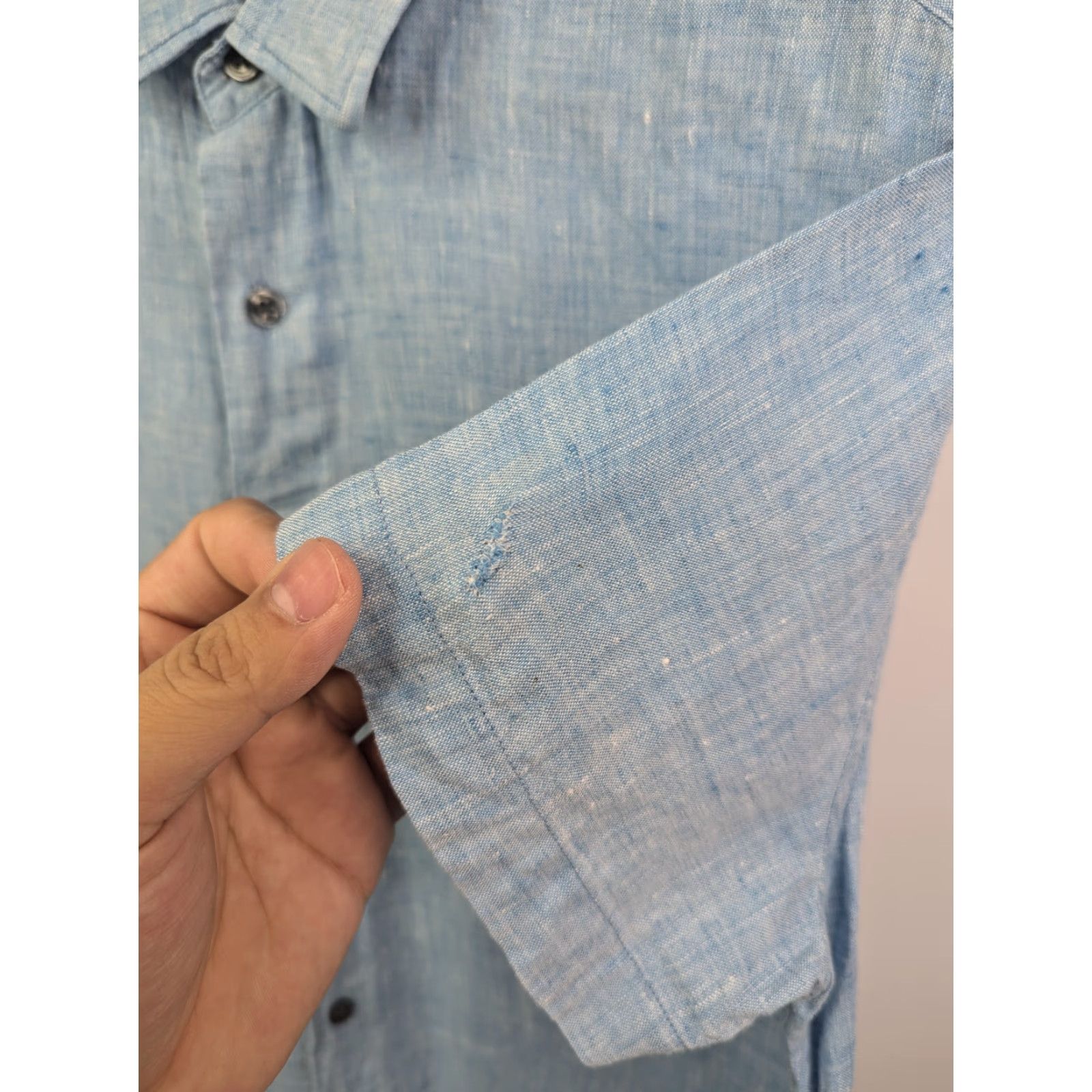 Vince Vince Shirt Mens Size Medium Blue Linen Short Sleeve Button-Up Casual Workwear All Seasons Size US M / EU 48-50 / 2 - 2 Thumbnail