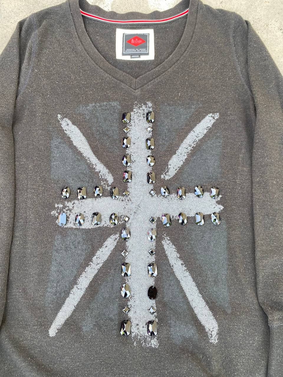 14th Addiction Y2K Punk Cross Diamond Studded Gothic Longsleeve Size US M / EU 48-50 / 2 - 3 Thumbnail