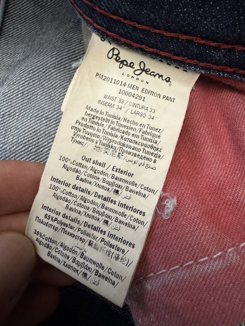 Pepe Jeans Pepe Jeans Men Edition Pant Blue Jeans Size US 33 - 10 Thumbnail