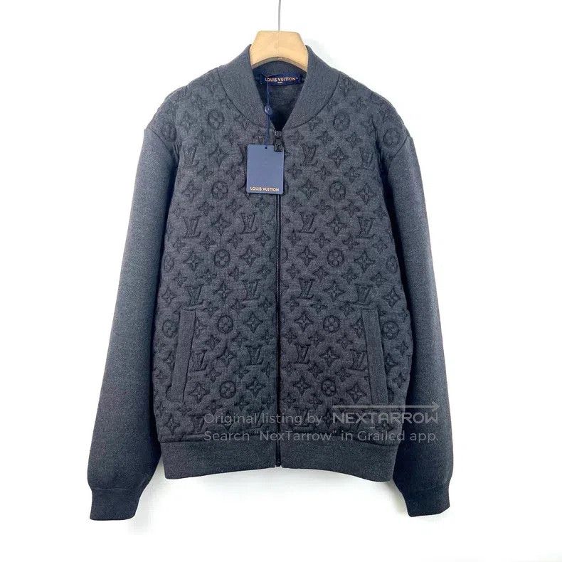 Louis Vuitton Louis Vuitton Grey sheep-wool blend bomber jacket Size US XL / EU 56 / 4 - 1 Thumbnail