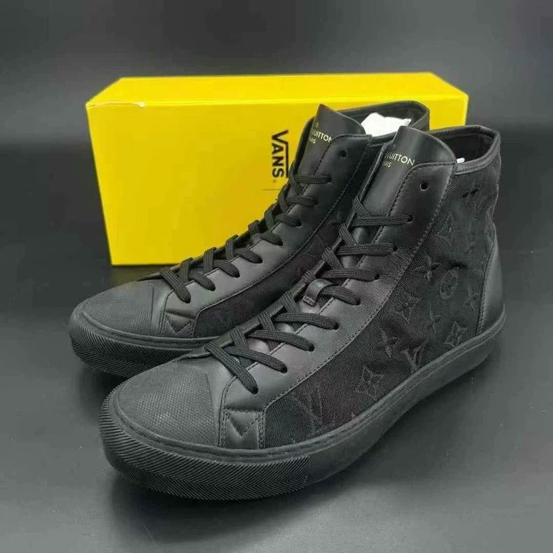Louis Vuitton Louis Vuitton Black Embroidered High-Top Sneakers - dmc Size US 9 / EU 42 - 1 Thumbnail