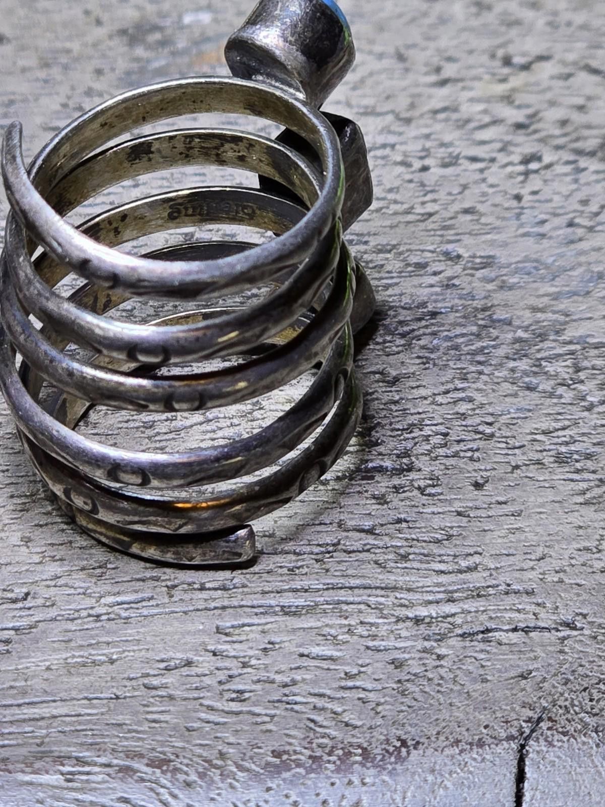 Other Native American Sterling Silver Spiral Ring Turquoise Sz 6 Size ONE SIZE - 5 Thumbnail