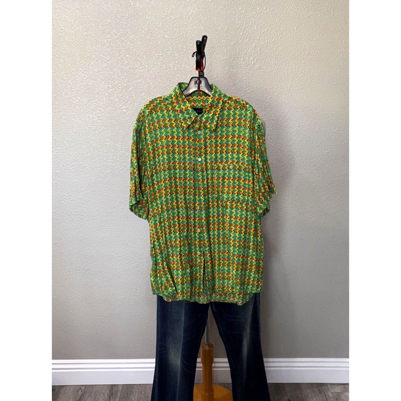 Vintage Bertone Shirt XL Extra Large WILD Geometric Germany CAMP Short Sleeve Button-Up Men Length 34 Sharp Size US XL / EU 56 / 4 - 3 Thumbnail