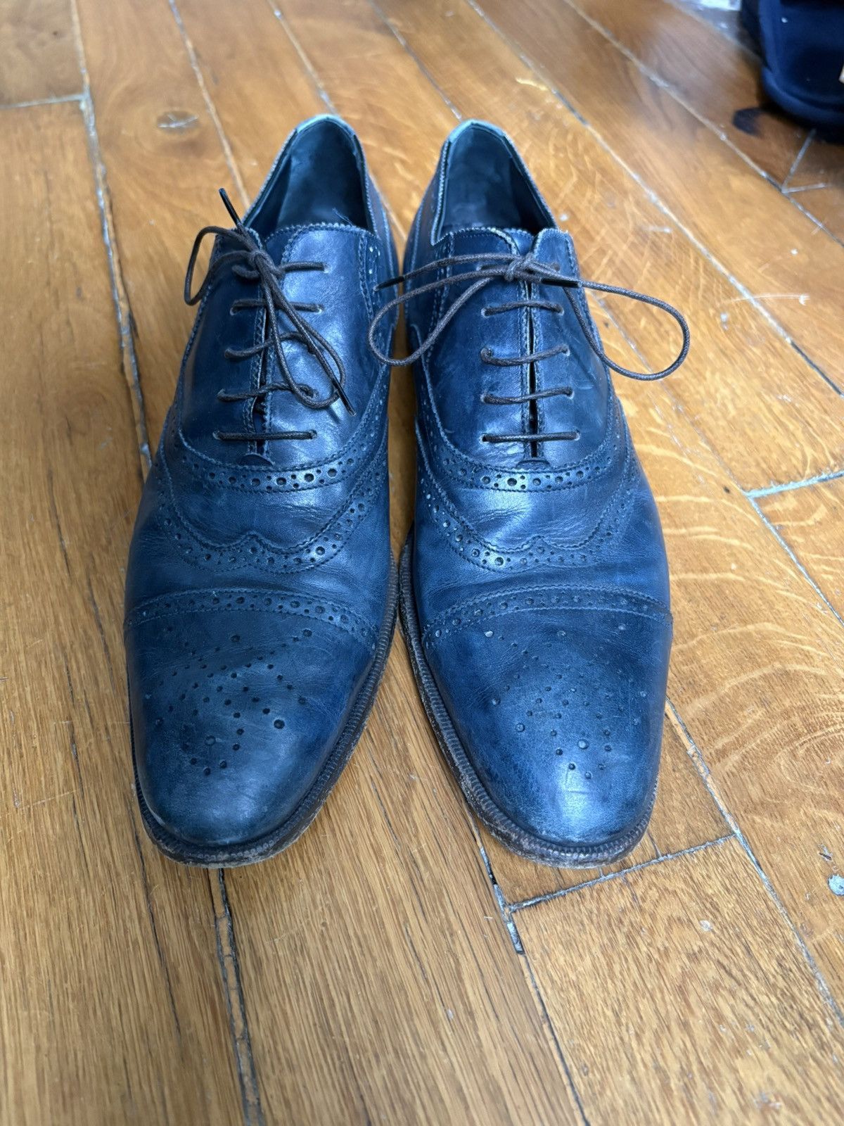 Yves Saint Laurent Yves Saint Laurent YSL Brogue Oxford Lacets Cuir Gris Lavé Size US 10 / EU 43 - 2 Thumbnail