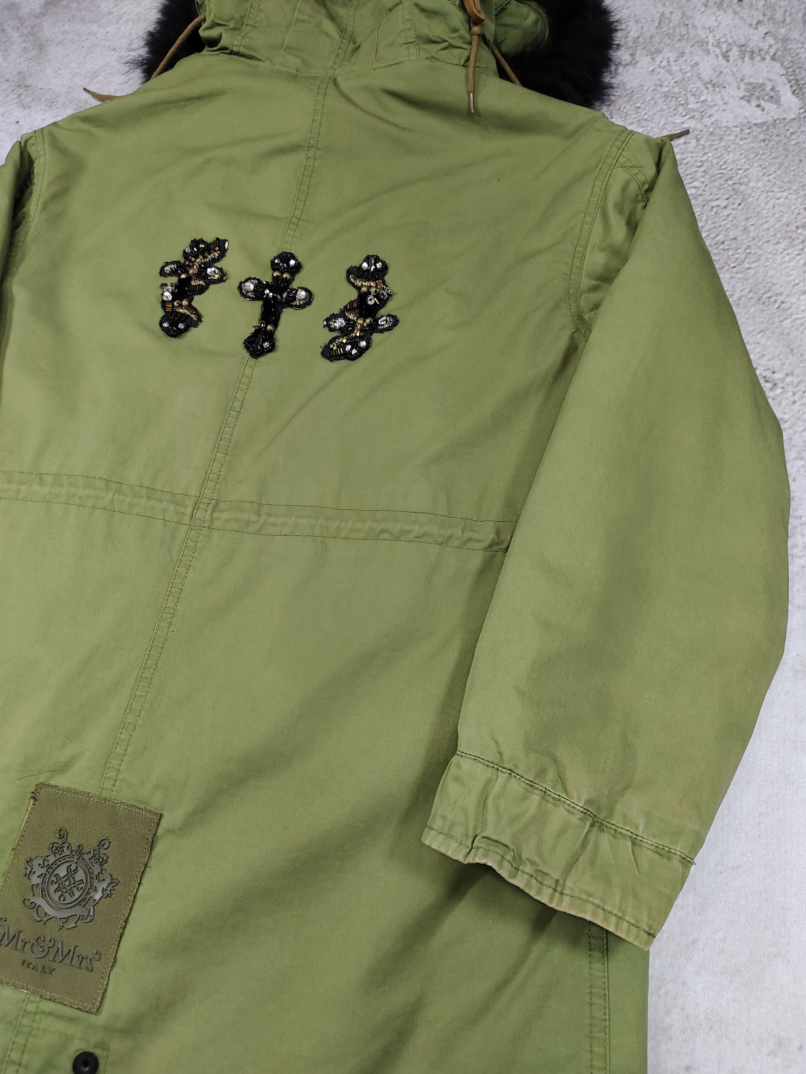 MR & MRS ITALY Mr & Mrs Italy-Beaded Sequin Patch Racoon Fur Military Parka Size US M / EU 48-50 / 2 - 9 Thumbnail