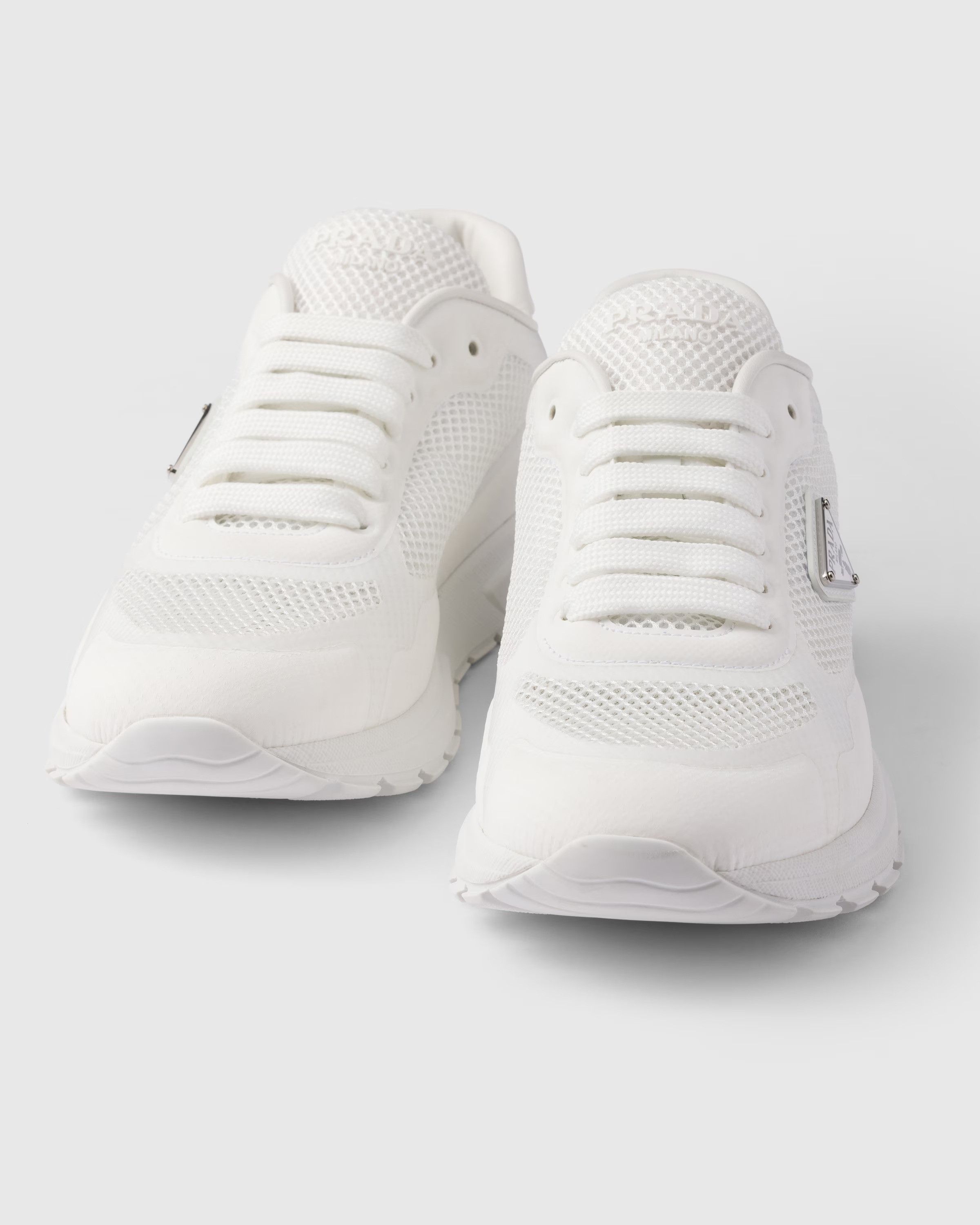 Prada o1B3y1r0526 Prax 2.0 Fabric and Mesh Sneakers in White Size US 9 / IT 39 - 4 Thumbnail