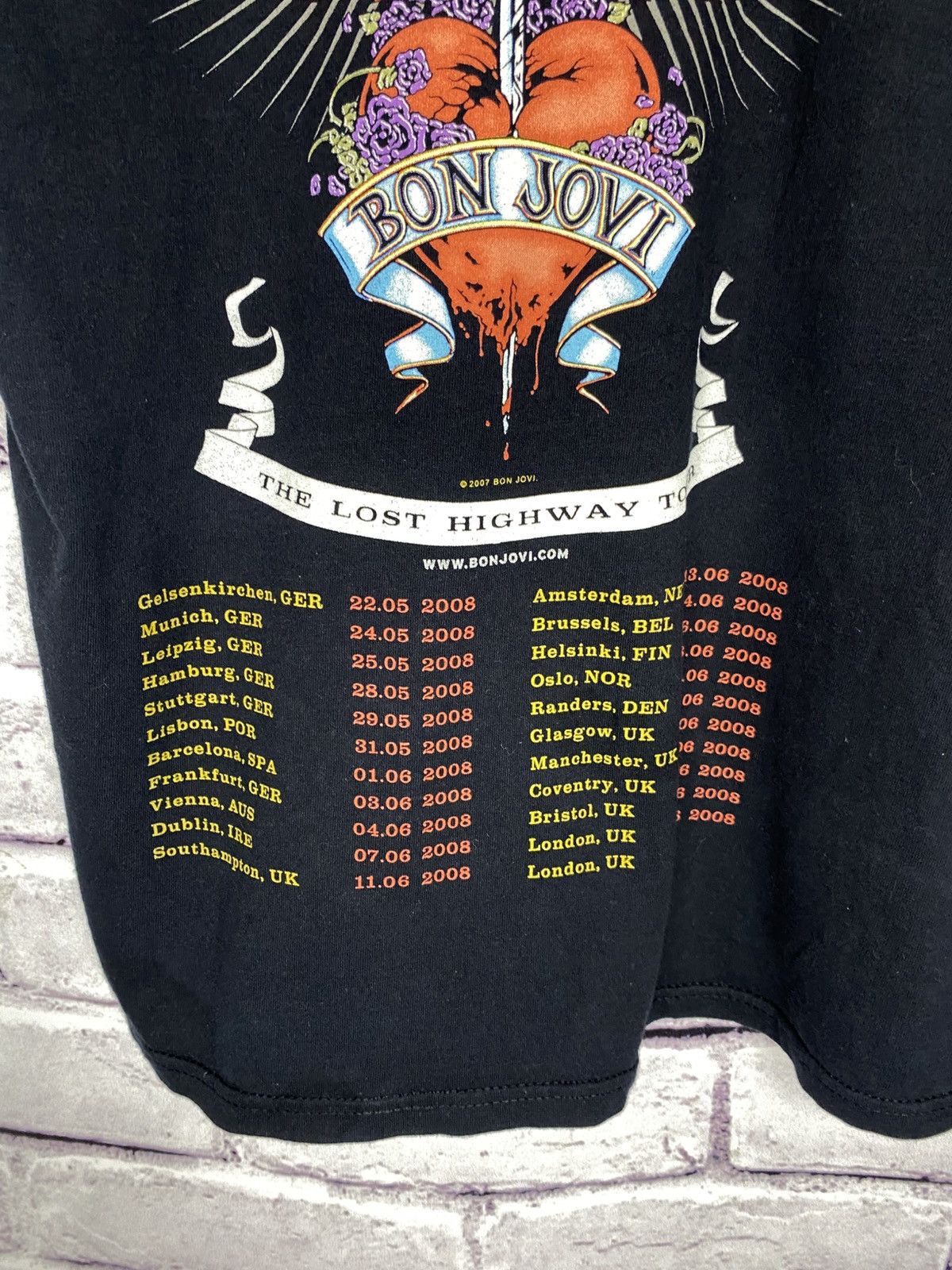 Bon Jovi Mens T-shirt Bon Jovi 2007 The Lost Highway Tour Tee Size US S / EU 44-46 / 1 - 12 Thumbnail