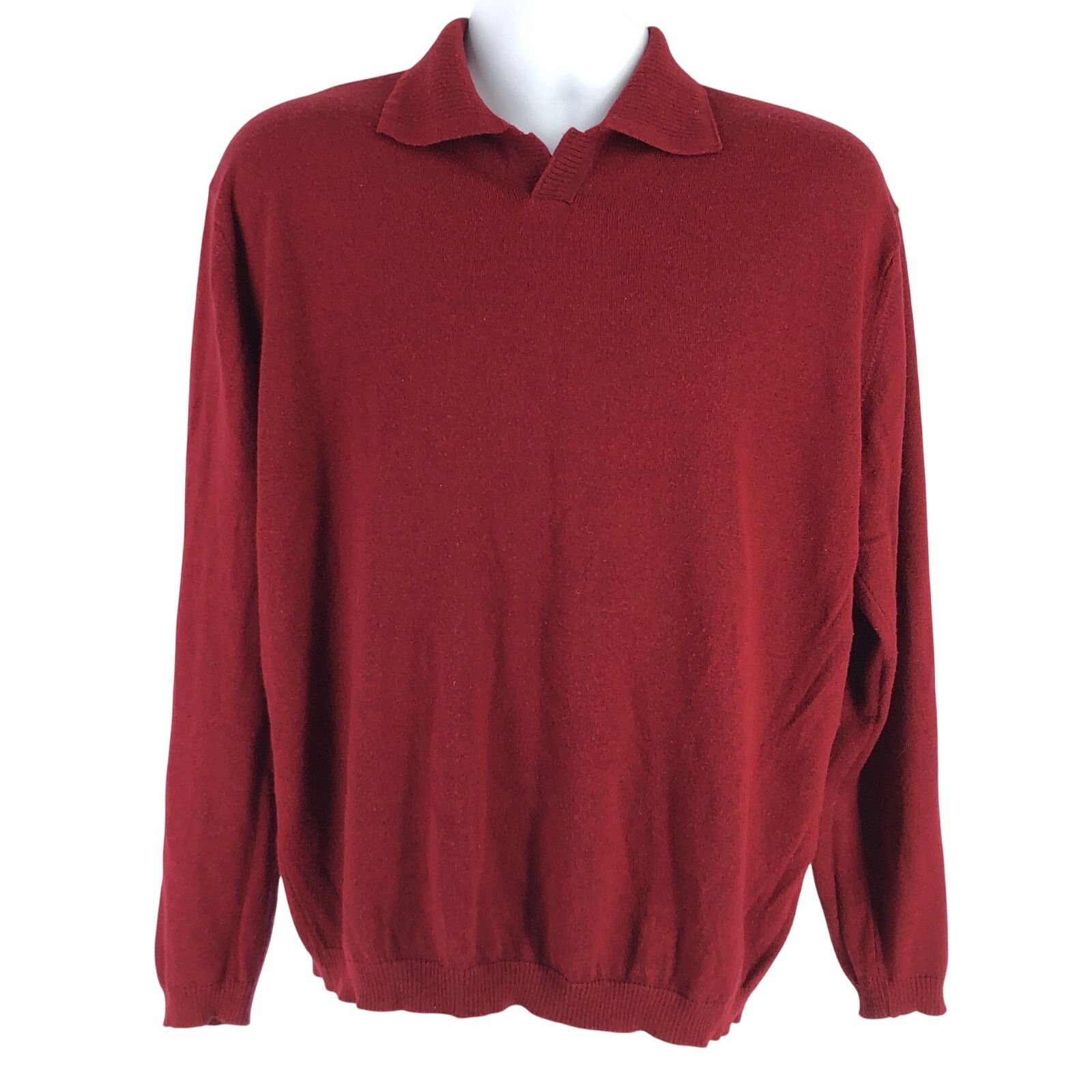 Murano × Vintage 90s crimson dark red collared sweater 1990s vintage Size US L / EU 52-54 / 3 - 1 Thumbnail