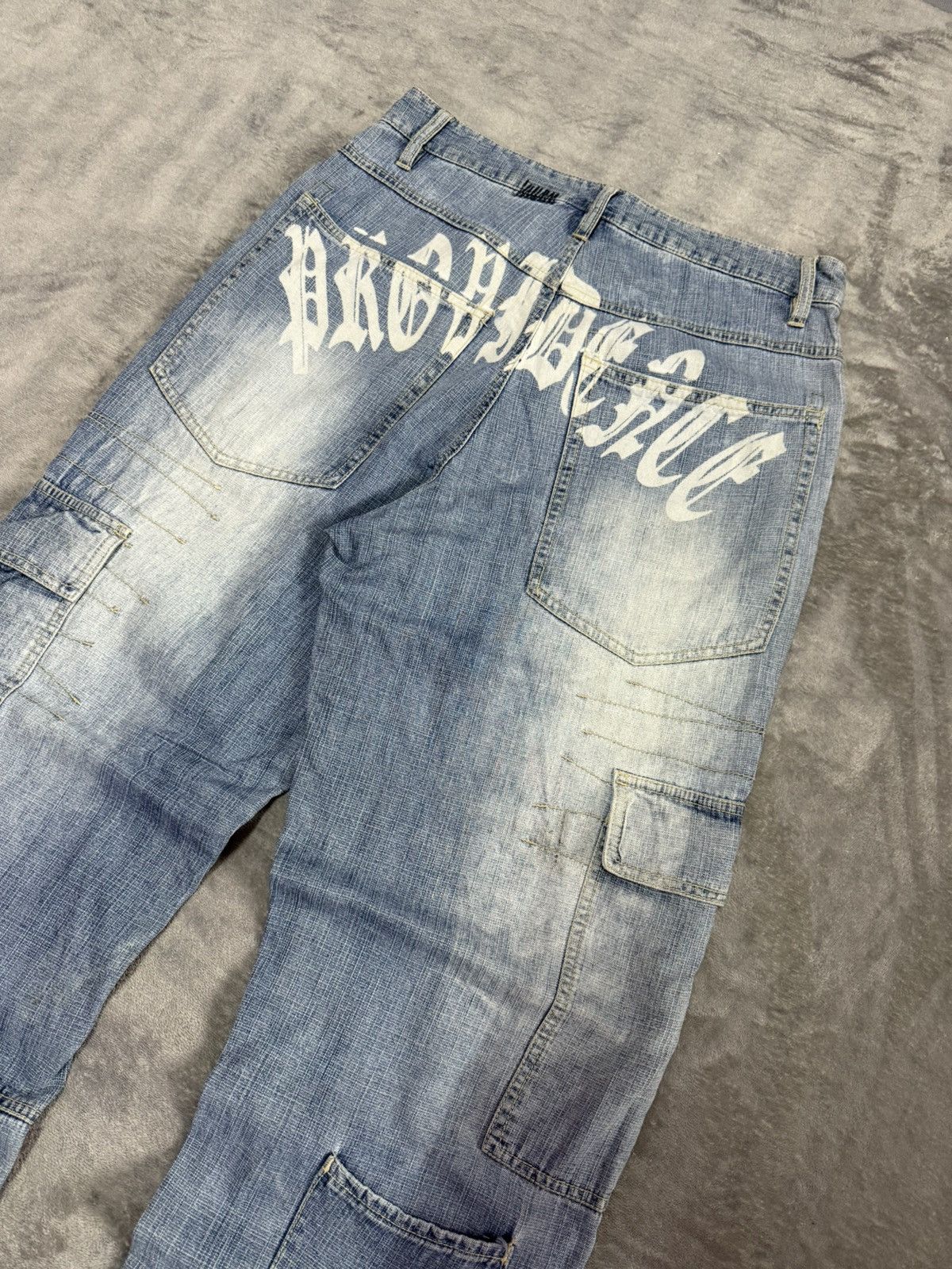 JNCO × Japanese Brand × Spyder Vintage Spider Web Poems Japanese baggy Cargo Denim Pants Size US 30 / EU 46 - 14 Thumbnail