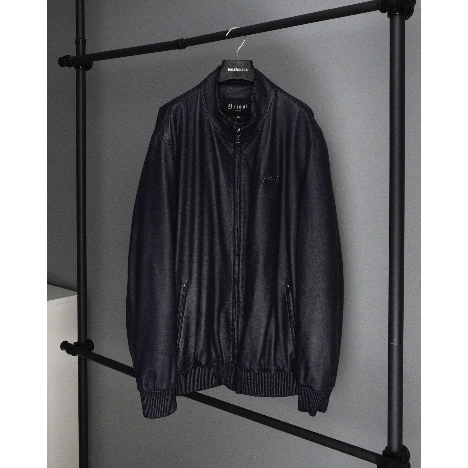 Brioni Brioni dark blue leather jacket Size US XL / EU 56 / 4 - 1 Thumbnail