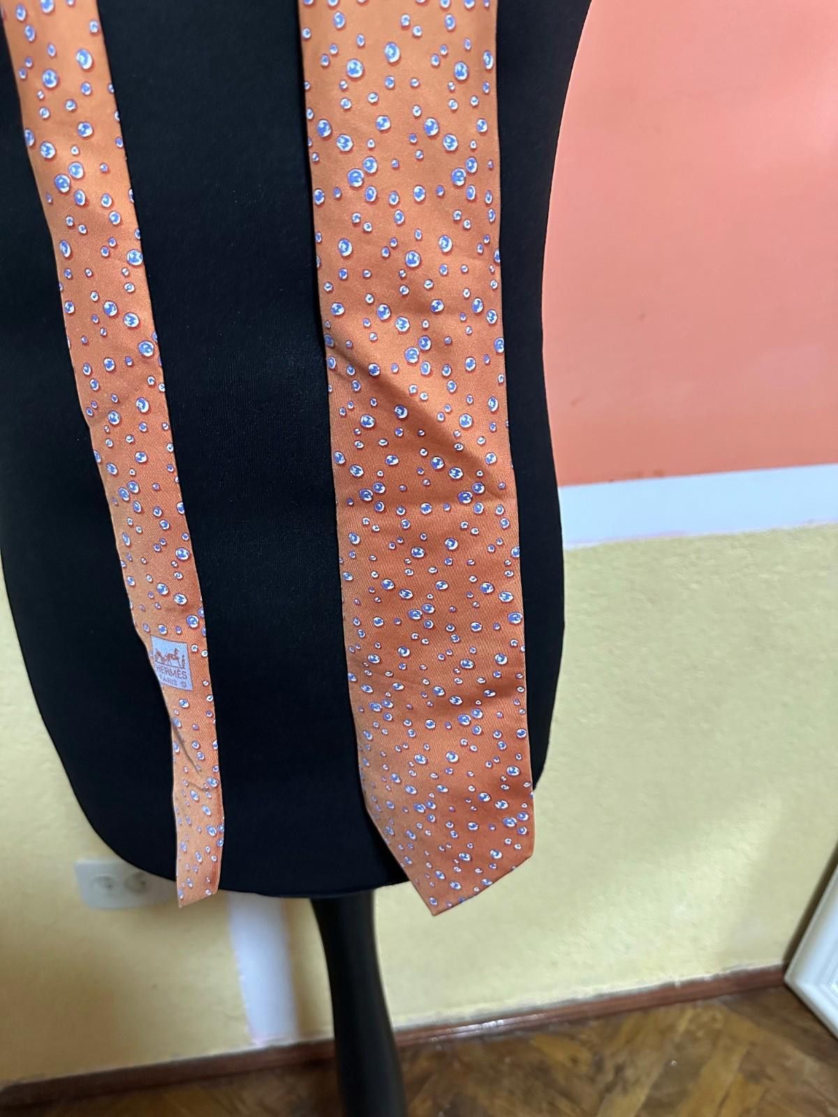 Hermes Hermes Tie Silk Orange Size ONE SIZE - 3 Thumbnail