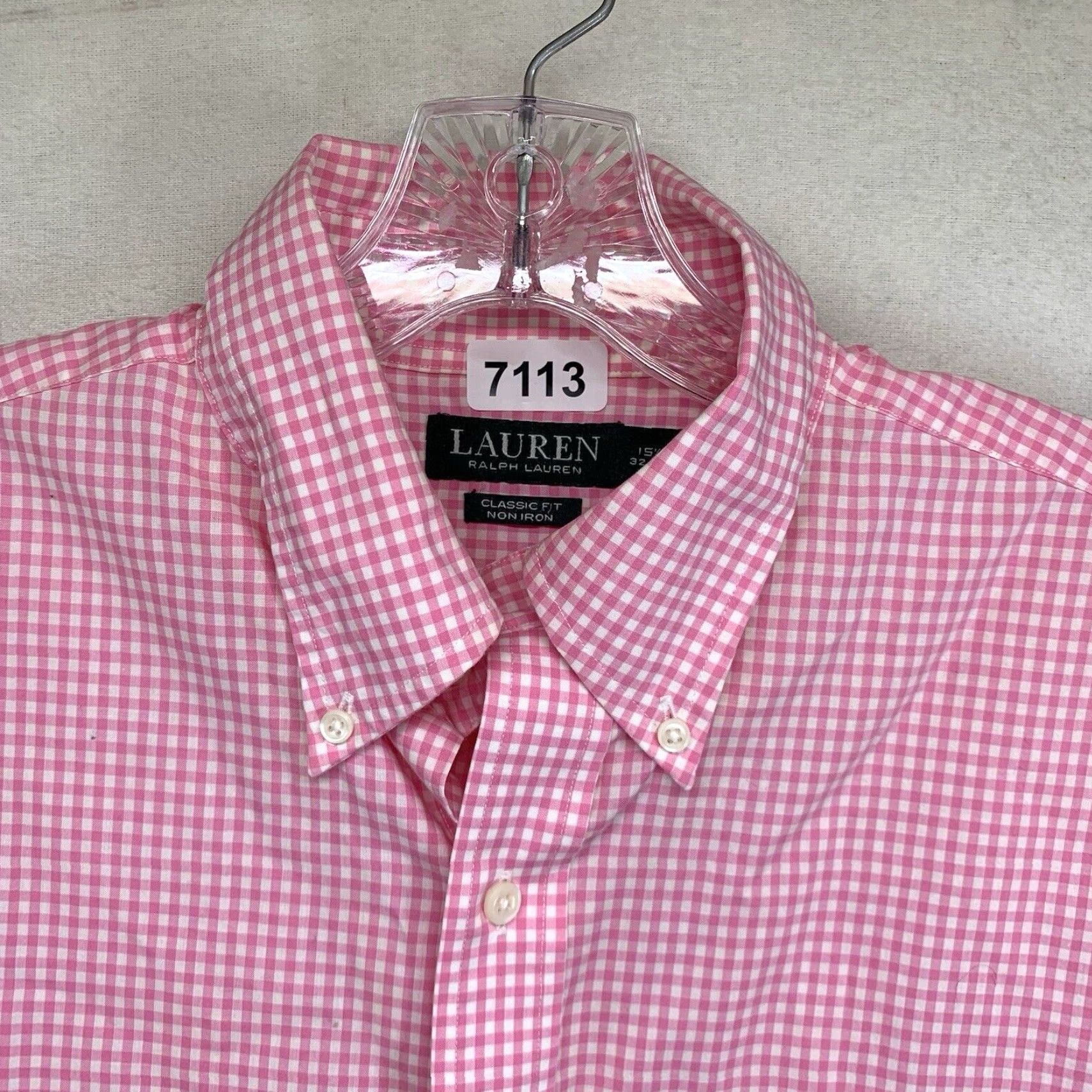 Ralph Lauren Lauren Ralph Lauren Mens Button-Up Shirt Plaid Pink 15½ 32/33 Non-Iron Long Sleeve Classic Fit Size XL / US 12-14 / IT 48-50 - 4 Thumbnail