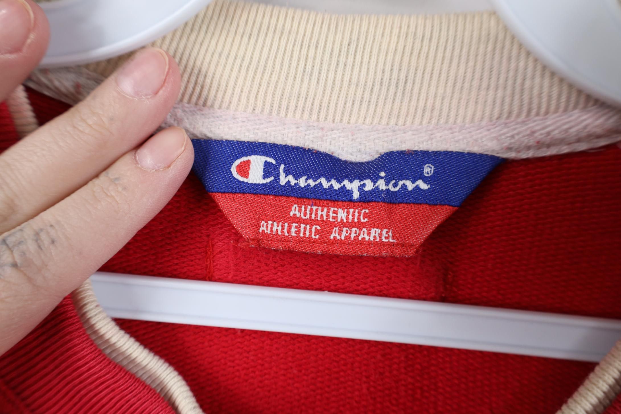 Champion Vintage 90s Champion Spell Layered Crewneck Sweatshirt Red Size M / US 6-8 / IT 42-44 - 5 Thumbnail