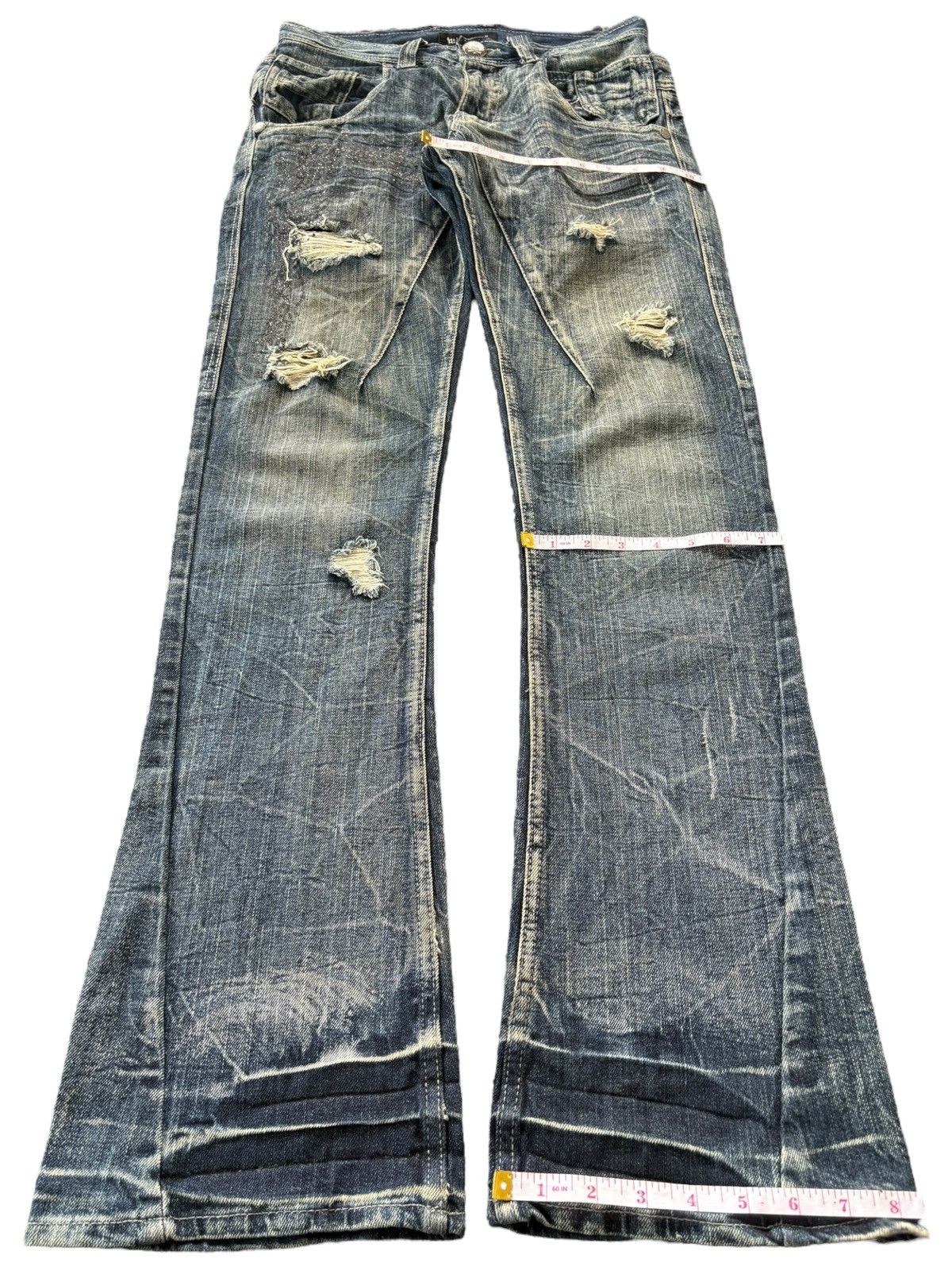 If Six Was Nine Rare Japanese Brand Double Waist Wing Design Flare Jeans Size US 31 - 12 Thumbnail