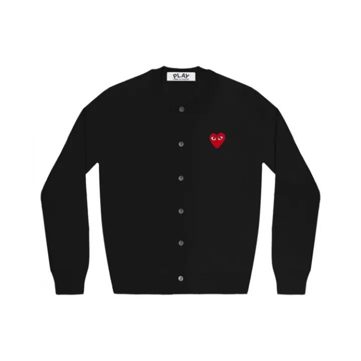 Comme des Garçons Play Black Cardigan Sweater 0079