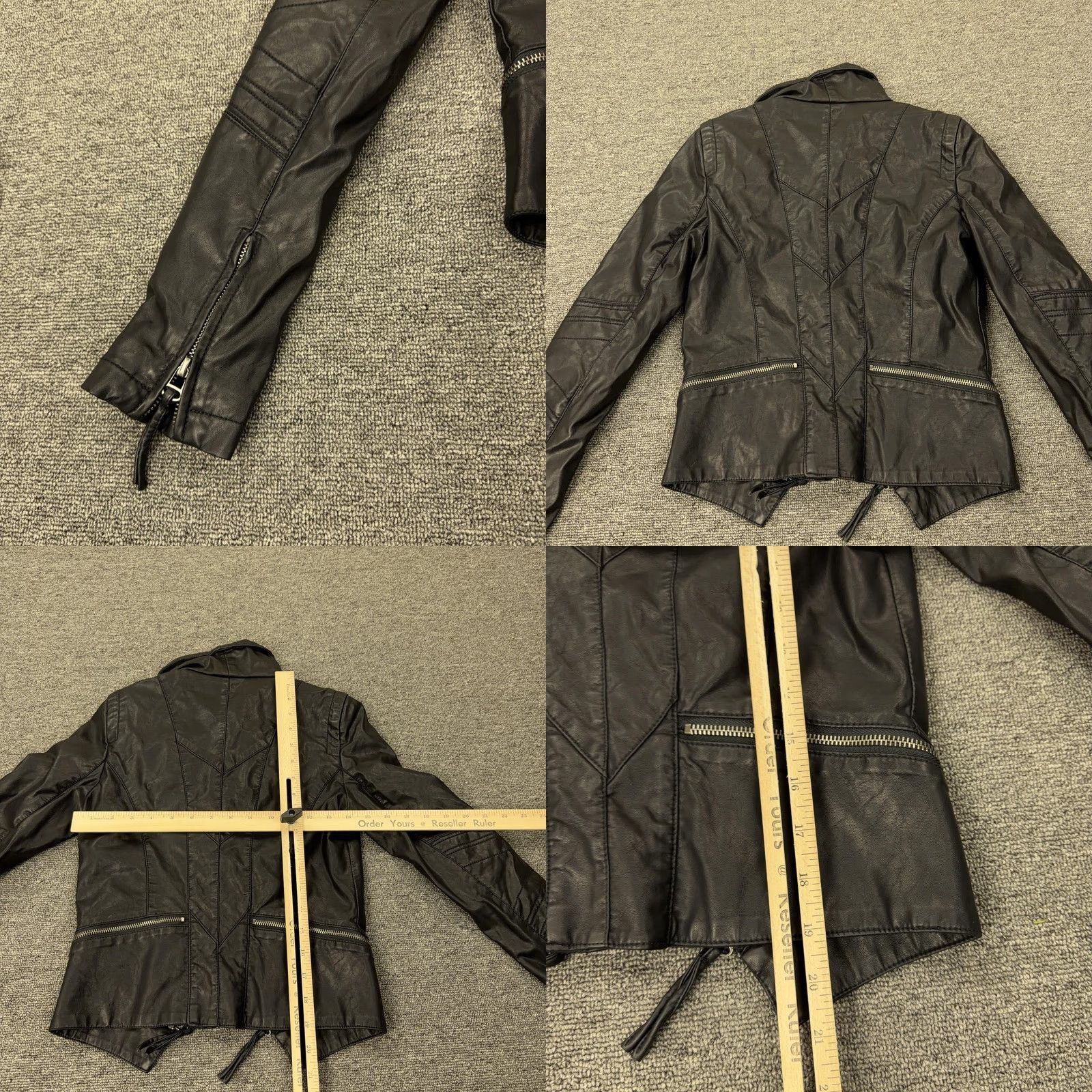 Lulus VINTAGE? No. Lulus Jacket Womens XS Black Faux Leather Moto Biker Zip Pockets Lined Asym Hem Size XS / US 0-2 / IT 36-38 - 8 Thumbnail