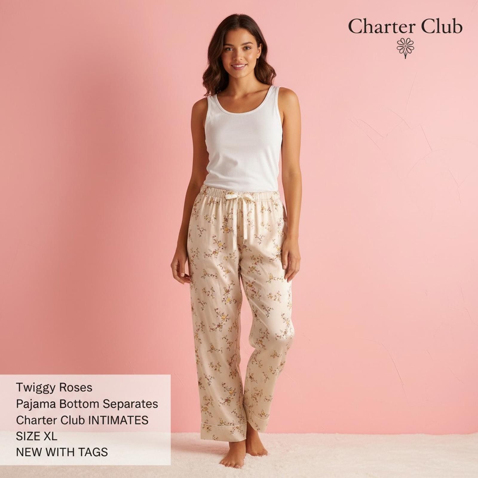 Charter Club Charter Club Twiggy Roses Pajama Bottom Separates Size XL Size ONE SIZE - 1 Thumbnail
