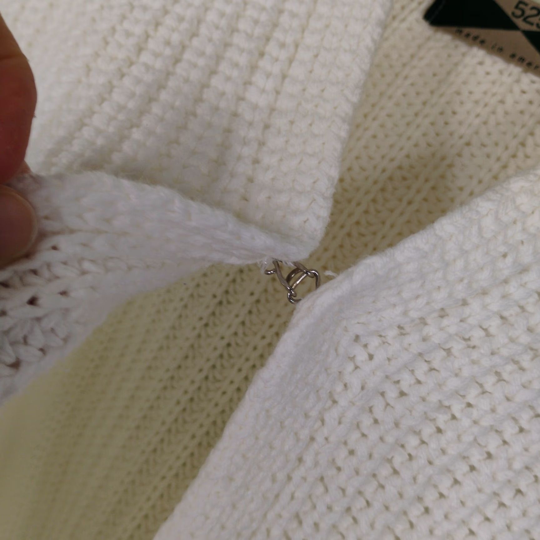 Vintage VINTAGE 525 Long Sleeve Cardigan Hoodie Heavy Knit Sweater Small White Pockets Size S / US 4 / IT 40 - 3 Thumbnail