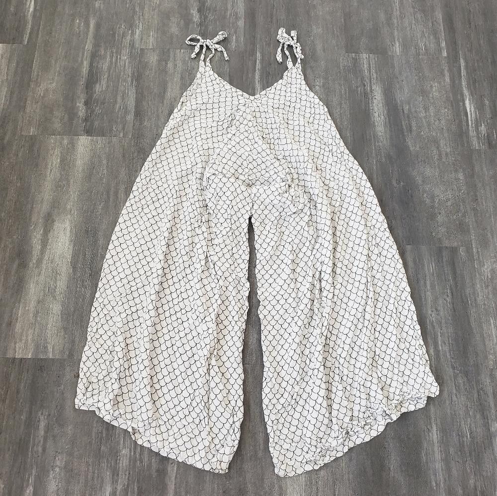 Designer White Black Detailed Reversible Wide Leg Jumpsuit Size 30" / US 8 / IT 44 - 2 Thumbnail