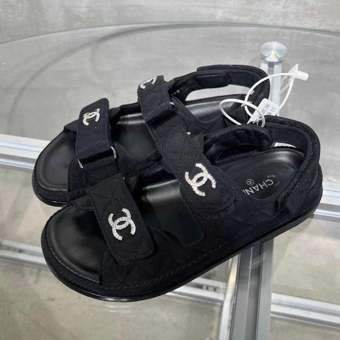 Chanel Chanel CC crystal velcro sandals EUR 37 Size US 6.5 / IT 36.5 - 2 Thumbnail