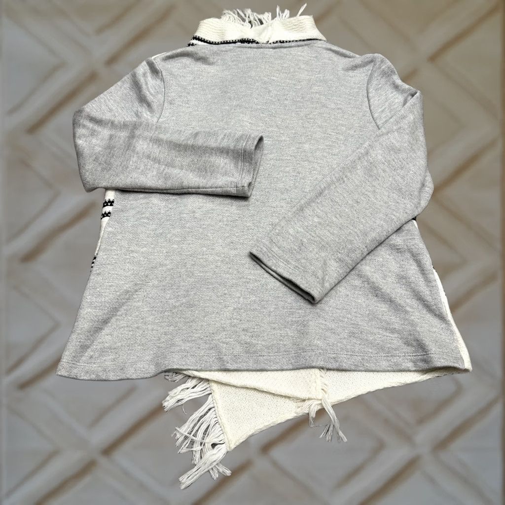 Anthropologie Anthropologie Dolan Left Coast Fringe stripe Wrapped Cardigan Sweater Large Gray Women Size L / US 10 / IT 46 - 1 Thumbnail